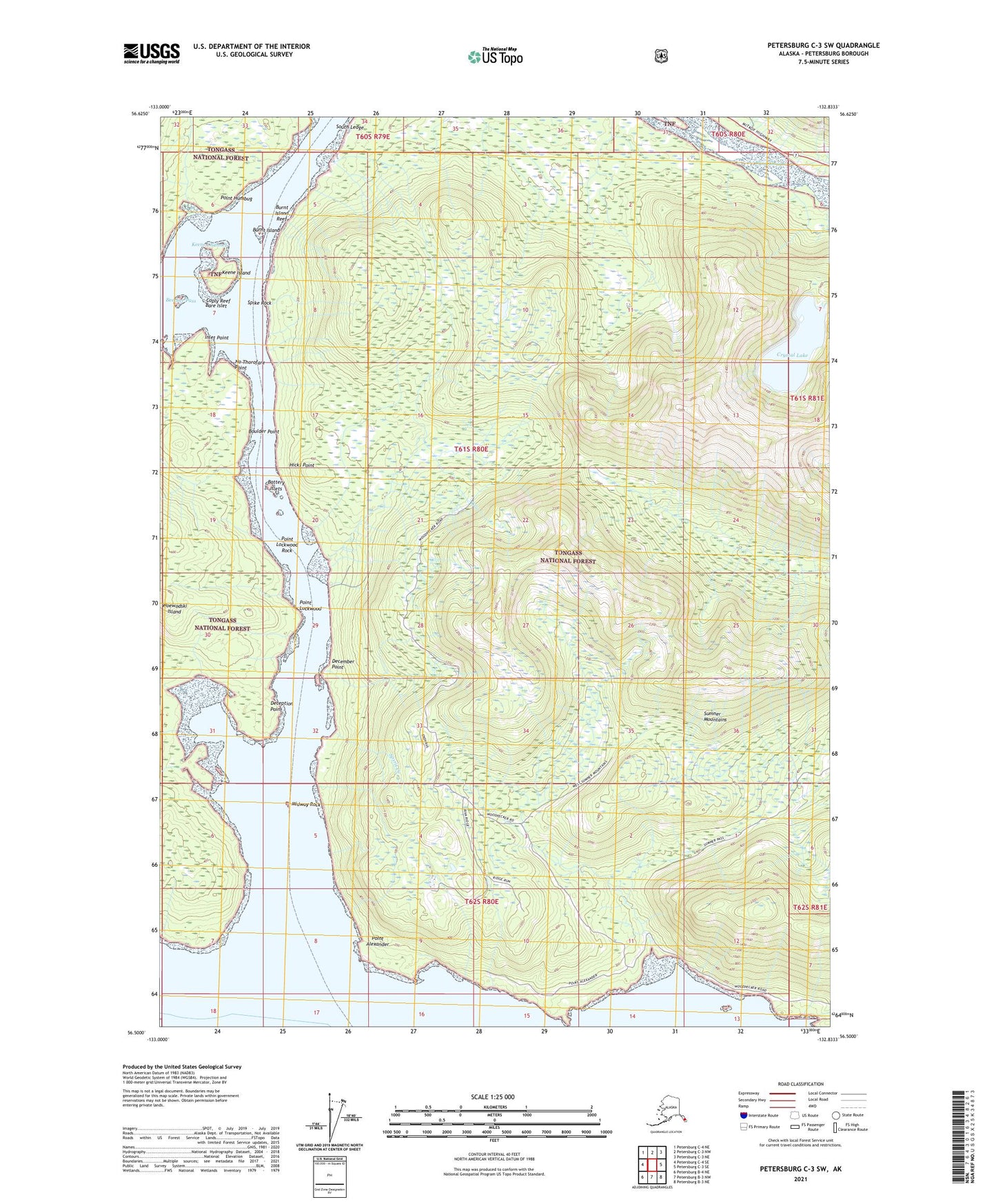 Petersburg C-3 SW Alaska US Topo Map Image