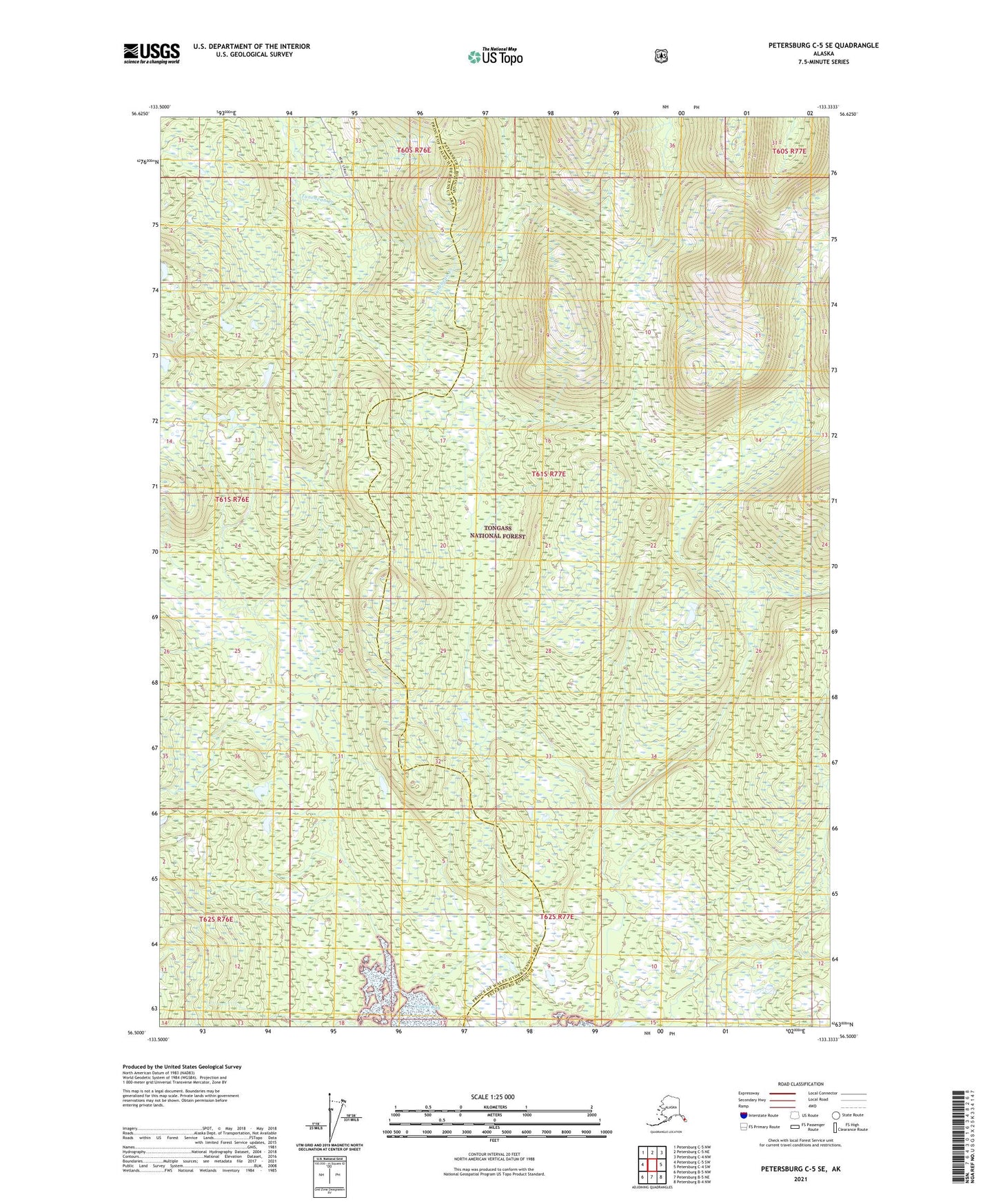 Petersburg C-5 SE Alaska US Topo Map Image