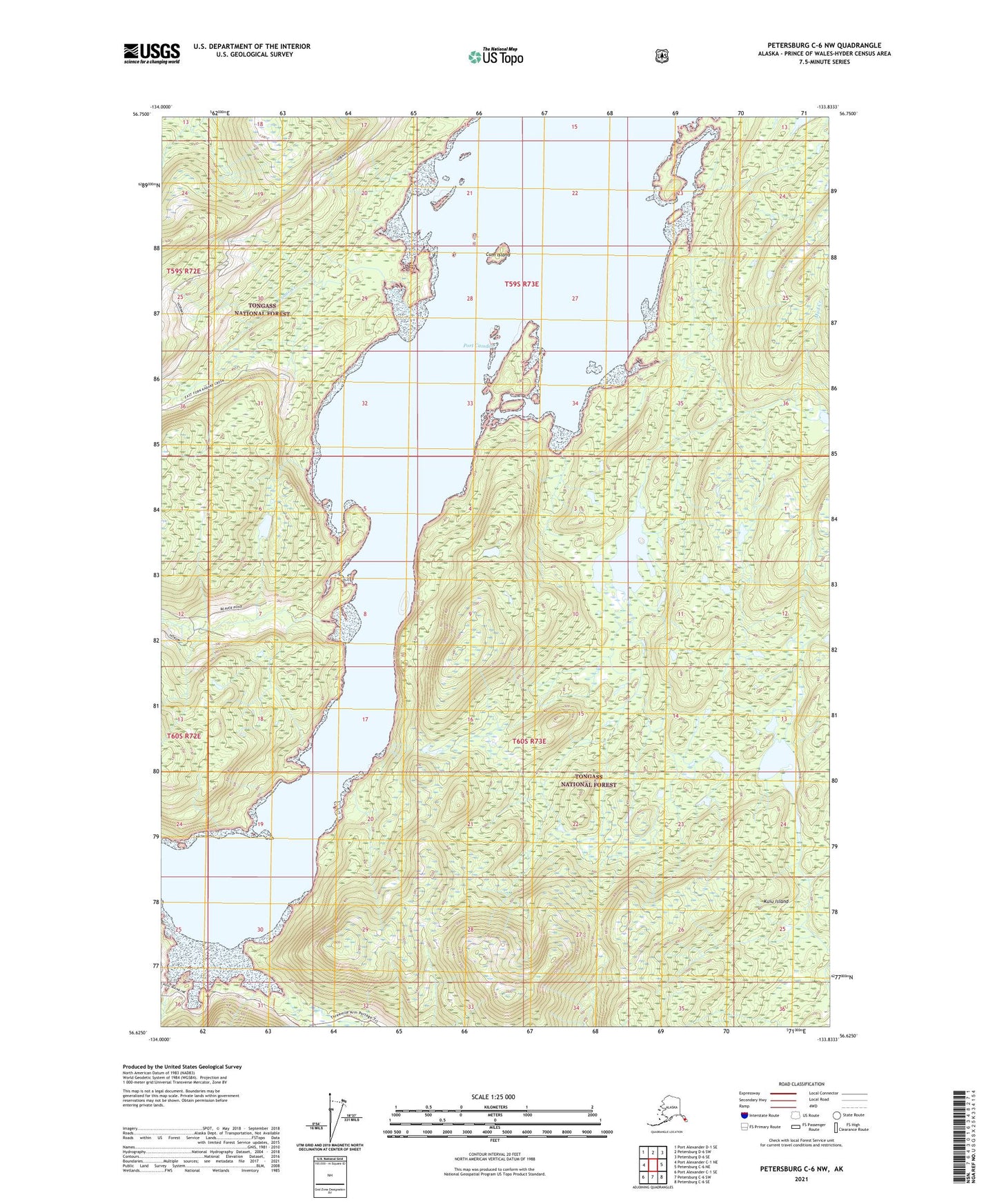 Petersburg C-6 NW Alaska US Topo Map Image