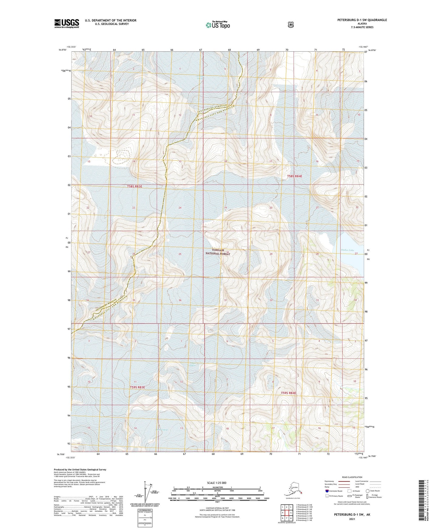 Petersburg D-1 SW Alaska US Topo Map Image