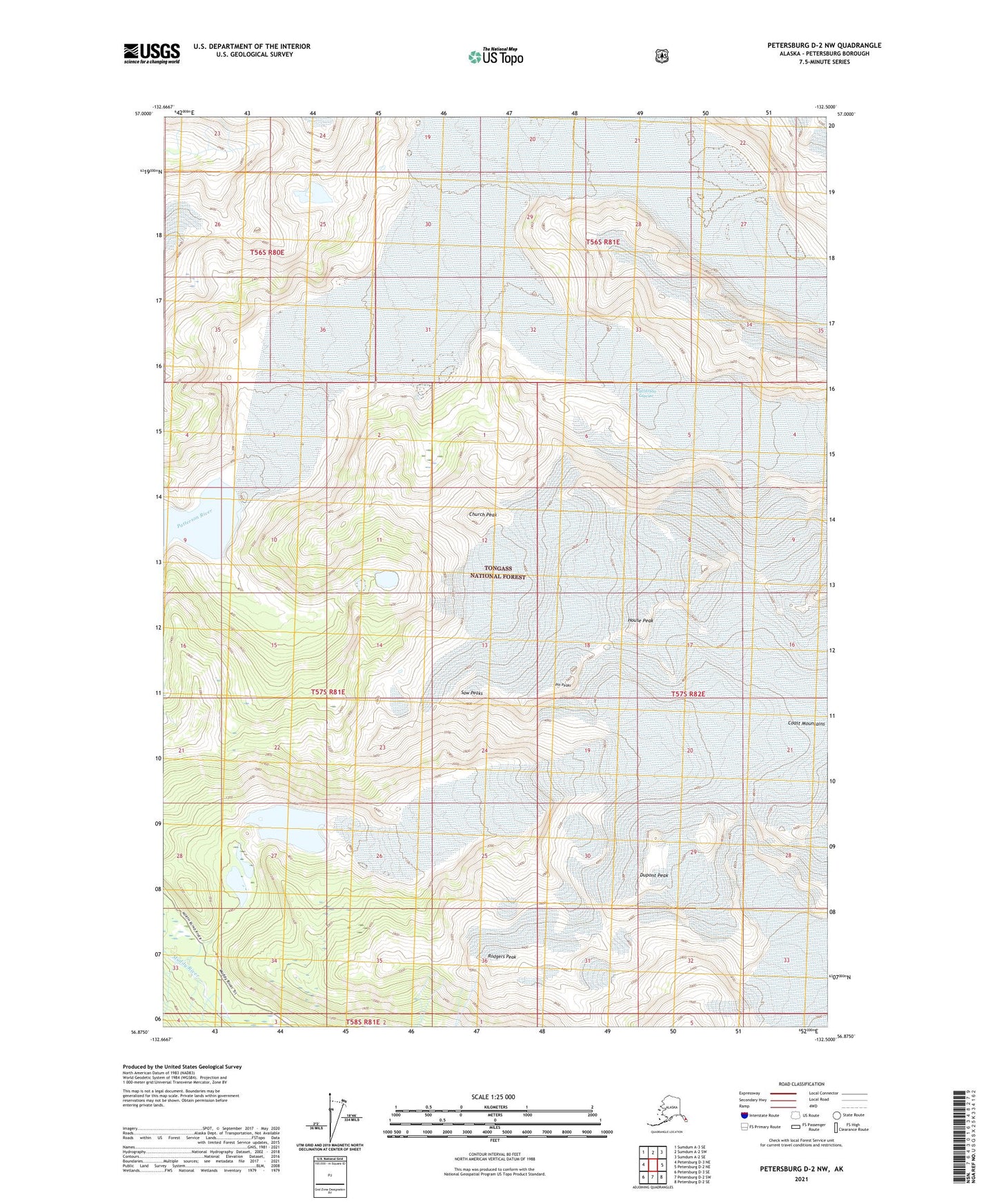 Petersburg D-2 NW Alaska US Topo Map Image