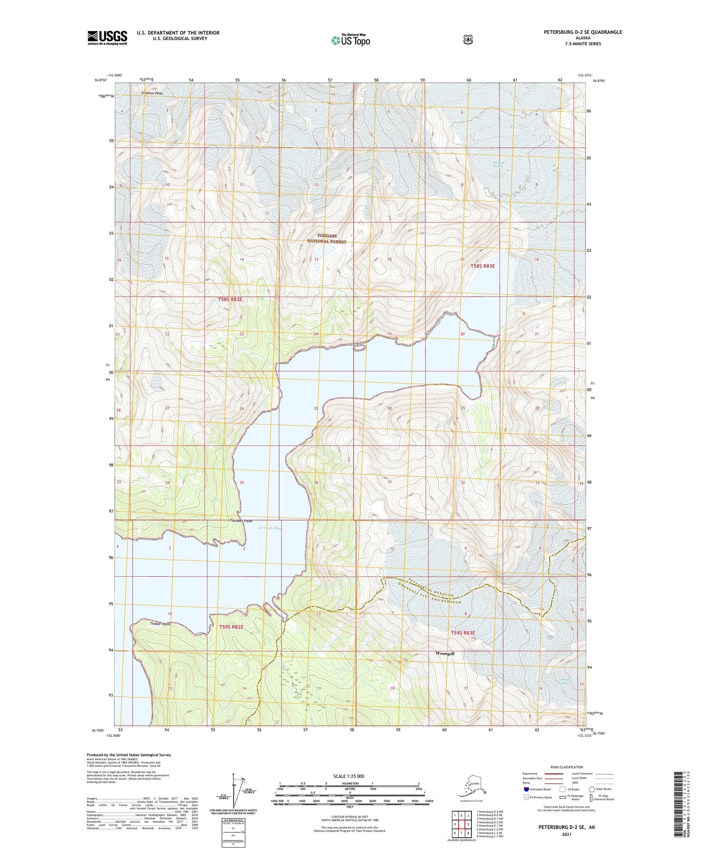Petersburg D-2 SE Alaska US Topo Map Image