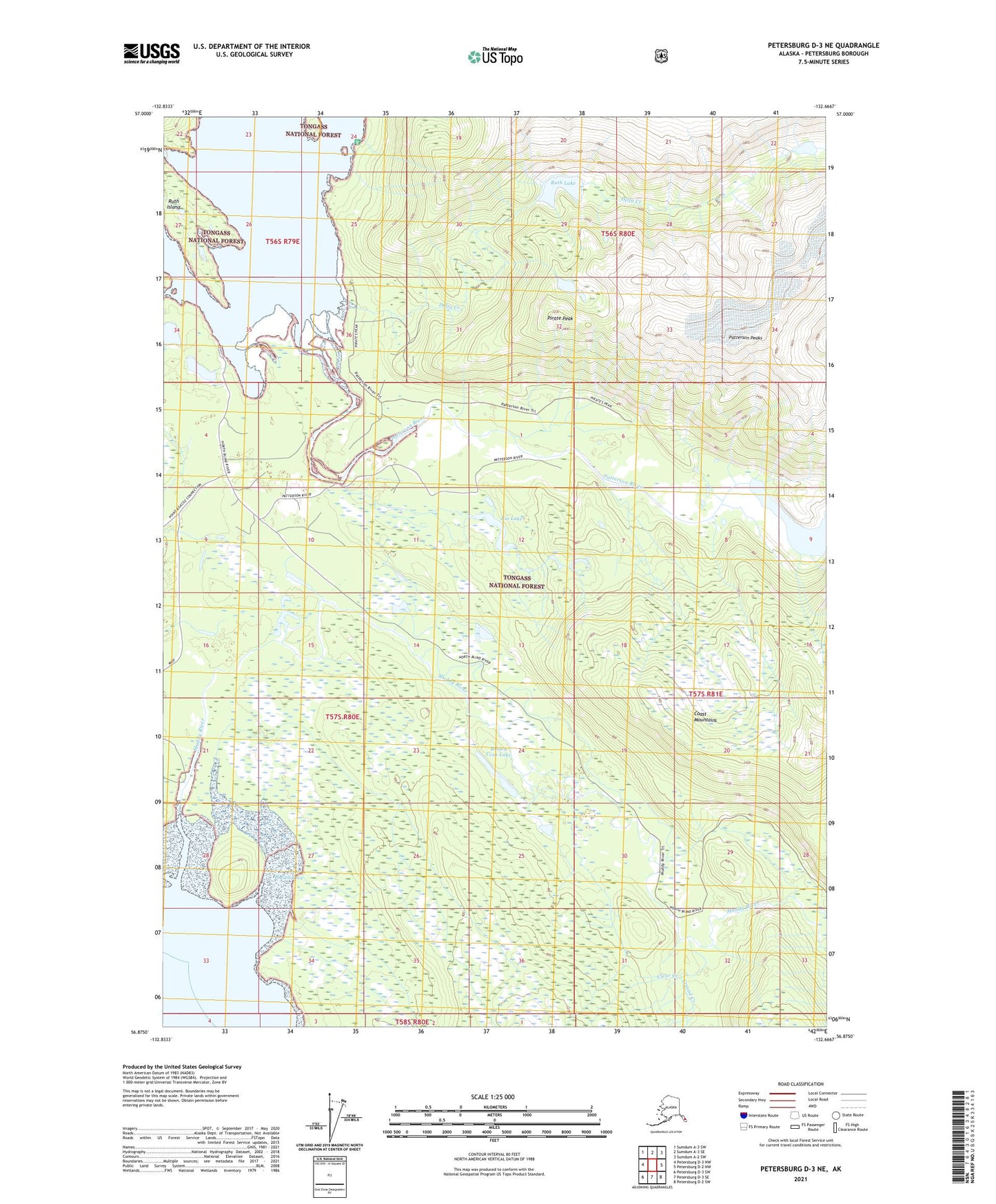 Petersburg D-3 NE Alaska US Topo Map Image