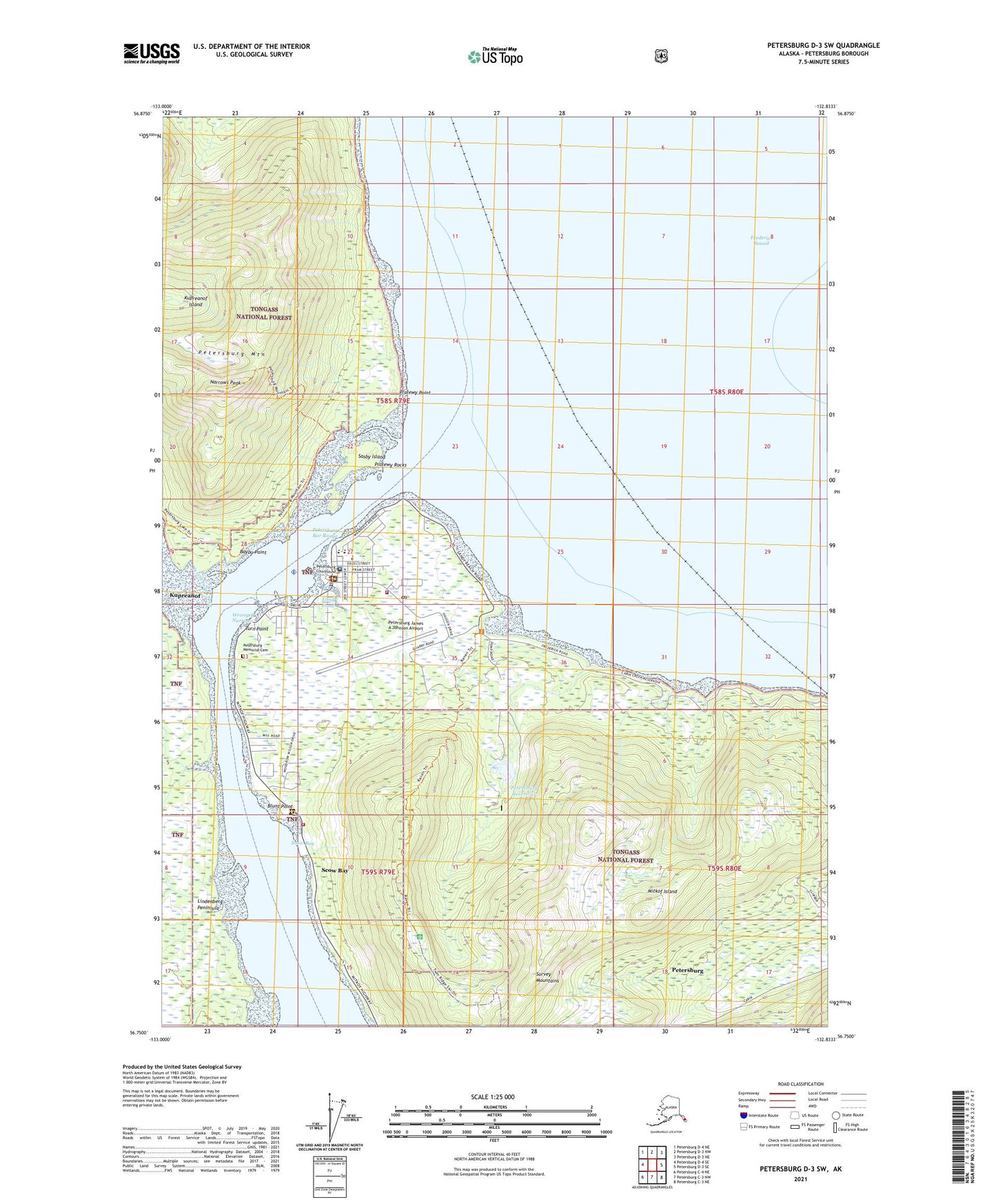 Petersburg D-3 SW Alaska US Topo Map Image