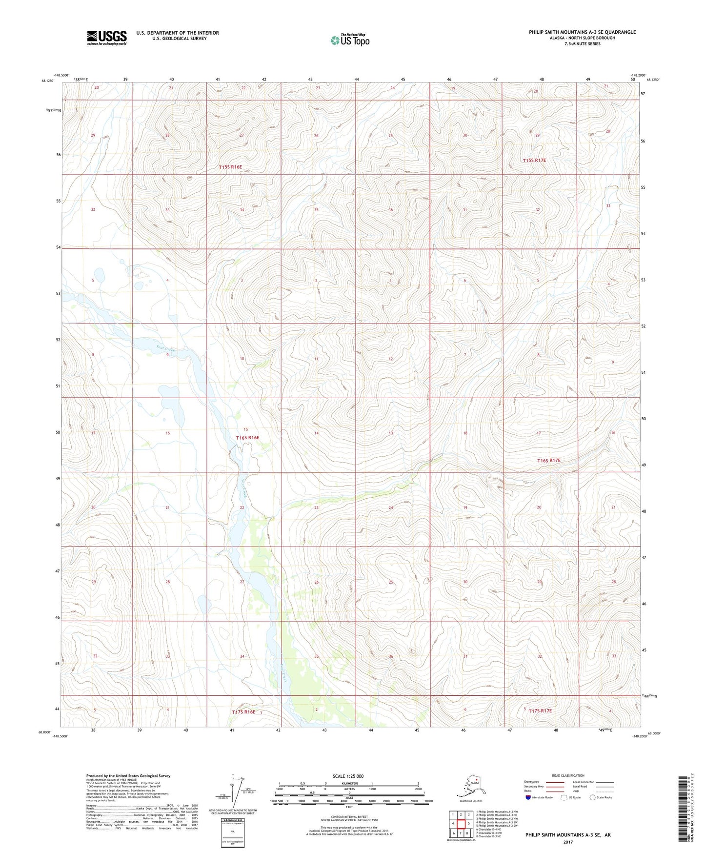 Philip Smith Mountains A-3 SE Alaska US Topo Map Image