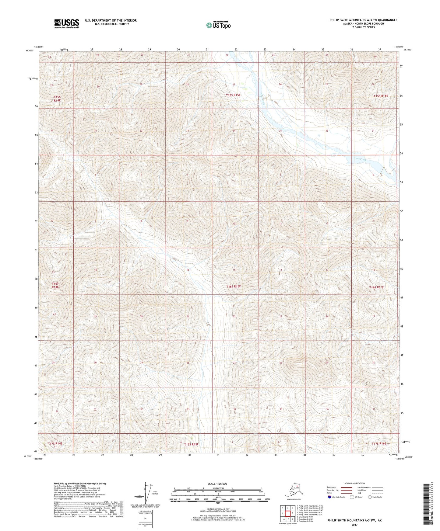 Philip Smith Mountains A-3 SW Alaska US Topo Map Image