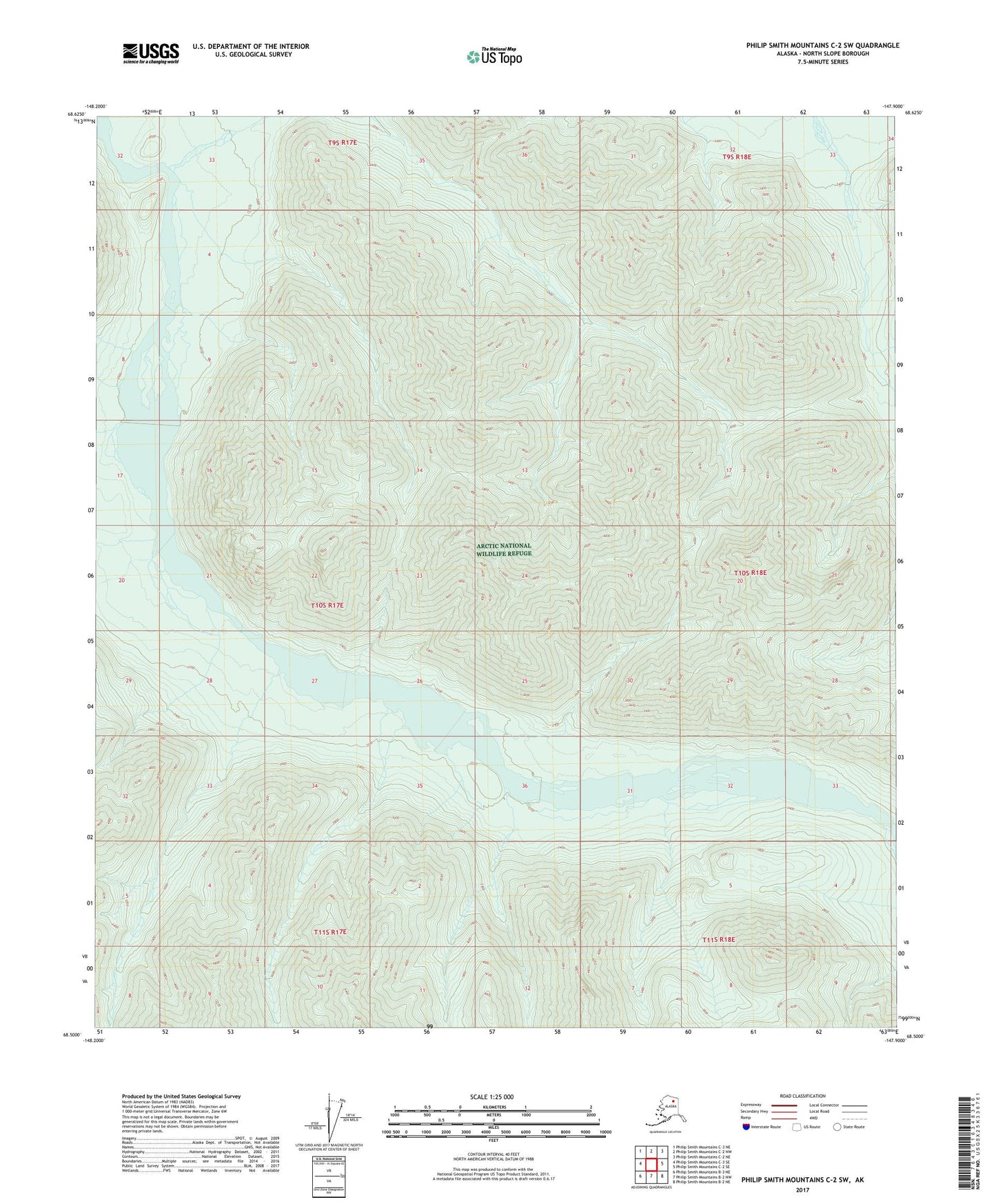 Philip Smith Mountains C-2 SW Alaska US Topo Map Image