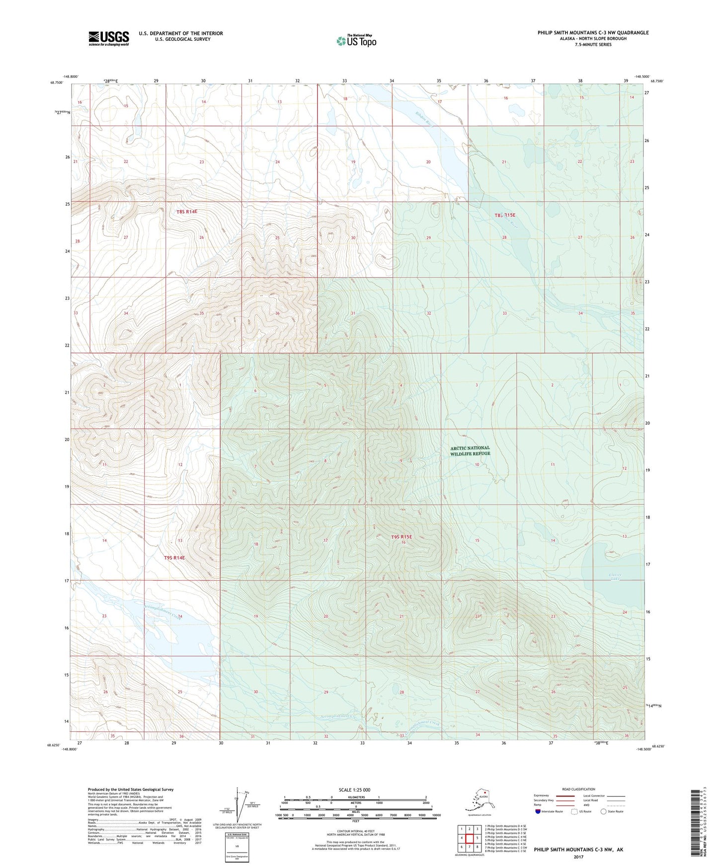 Philip Smith Mountains C-3 NW Alaska US Topo Map Image