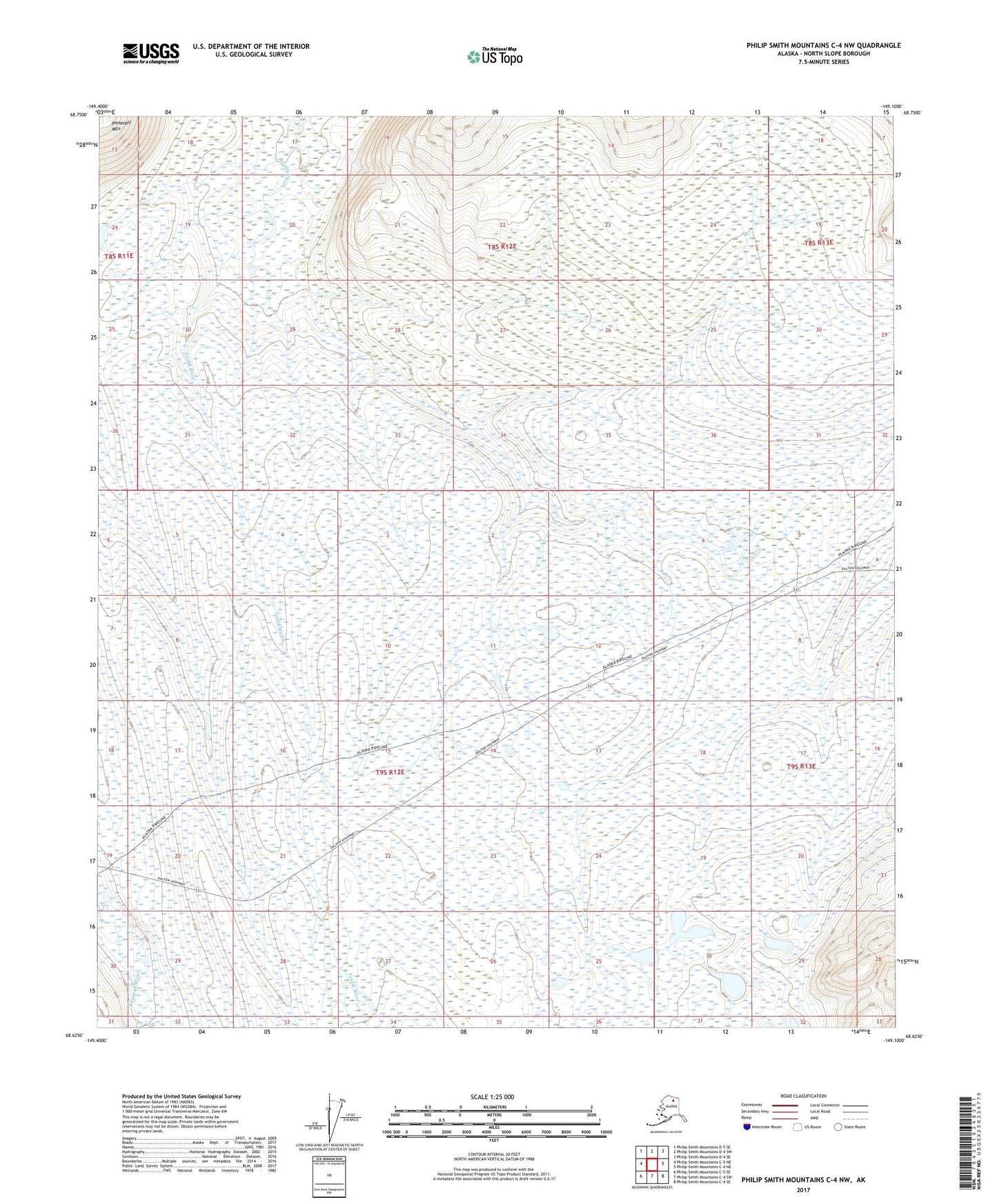 Philip Smith Mountains C-4 NW Alaska US Topo Map Image
