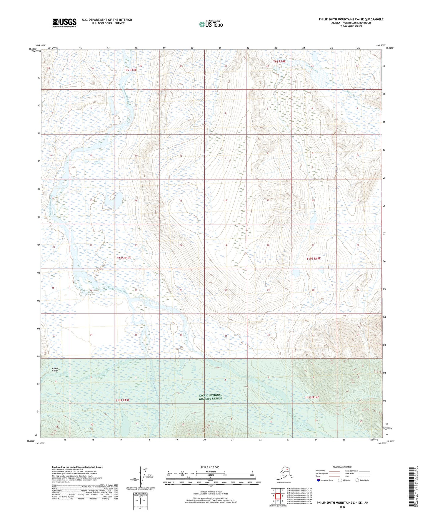 Philip Smith Mountains C-4 SE Alaska US Topo Map Image