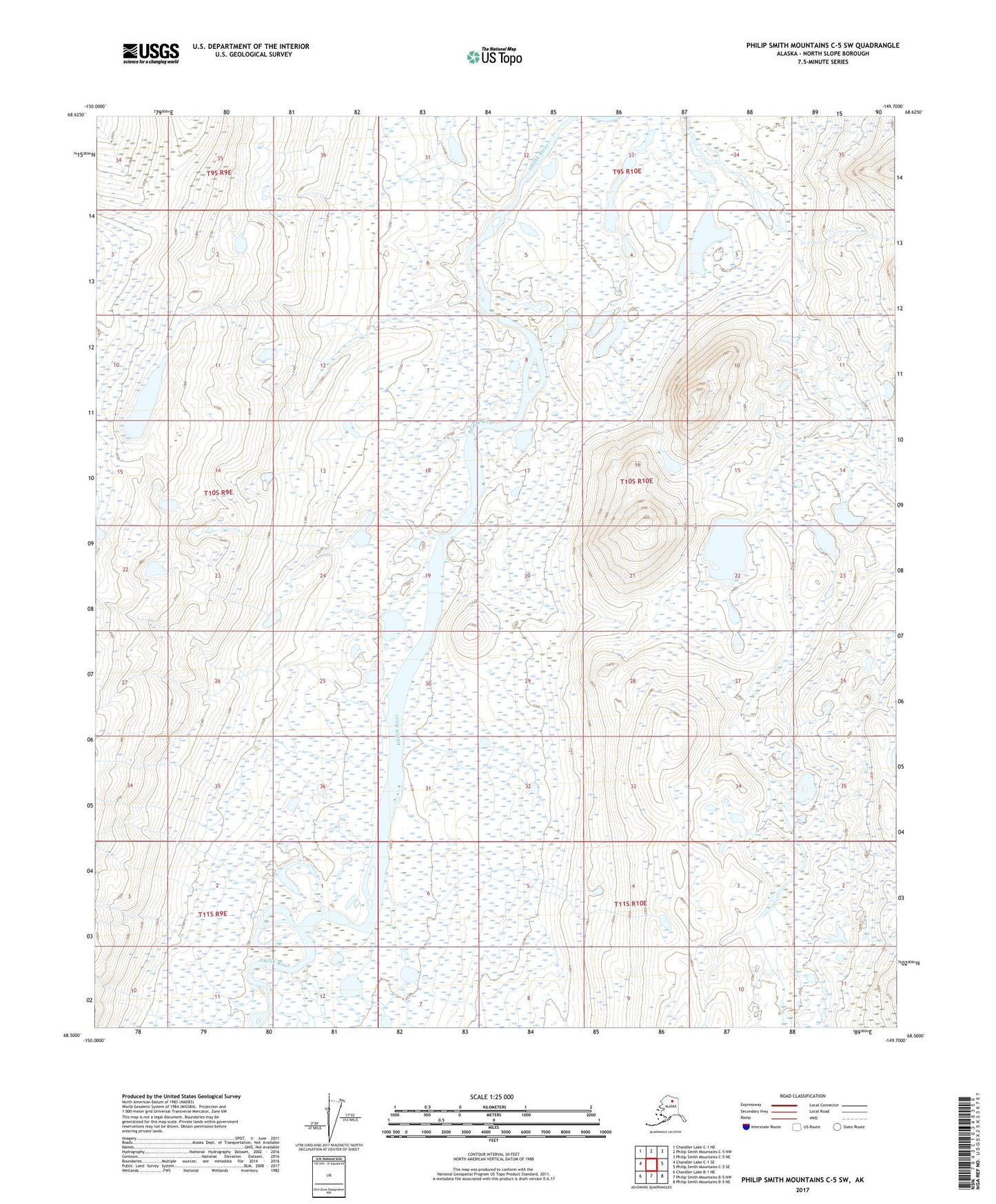 Philip Smith Mountains C-5 SW Alaska US Topo Map Image