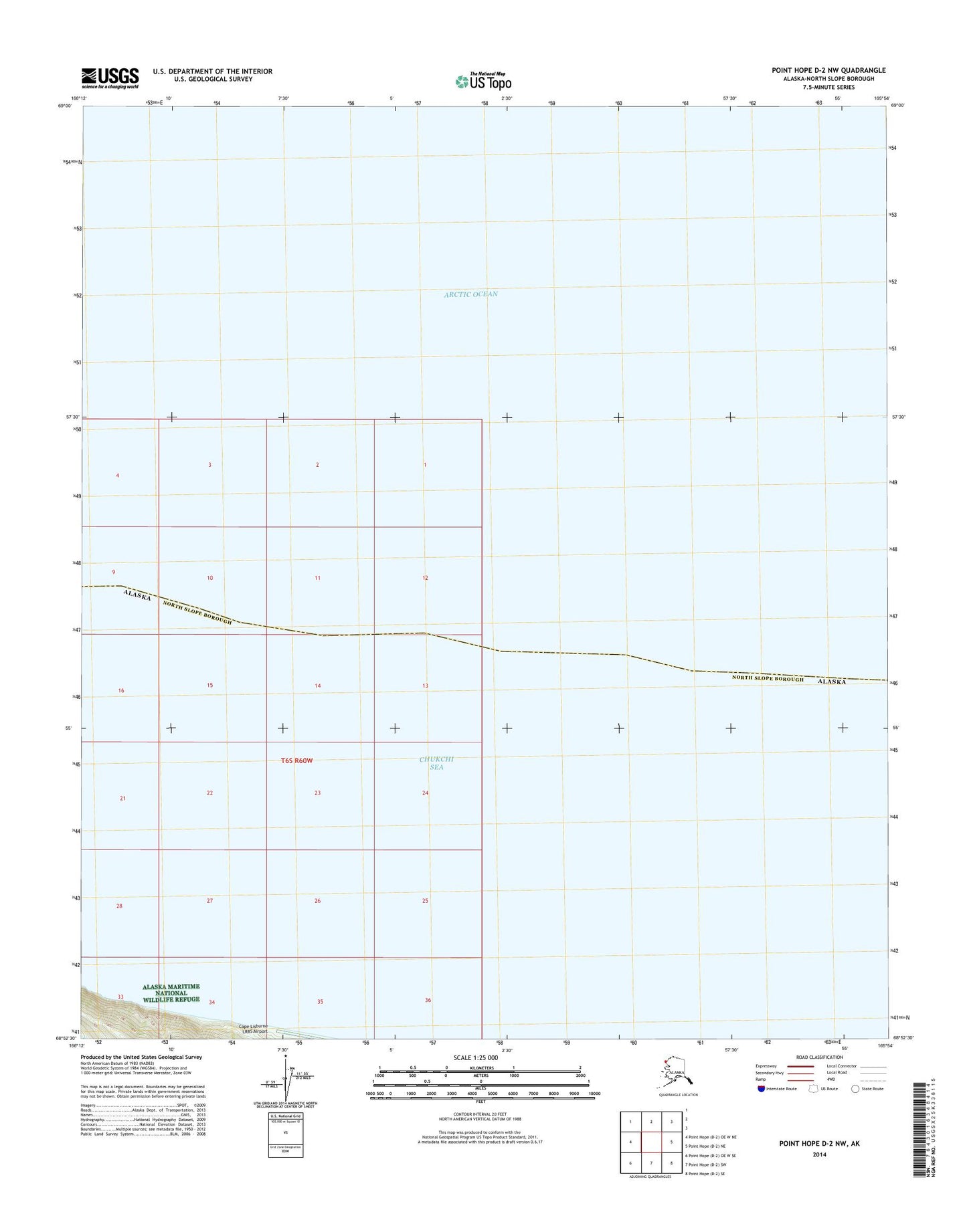 Point Hope D-2 NW Alaska US Topo Map Image