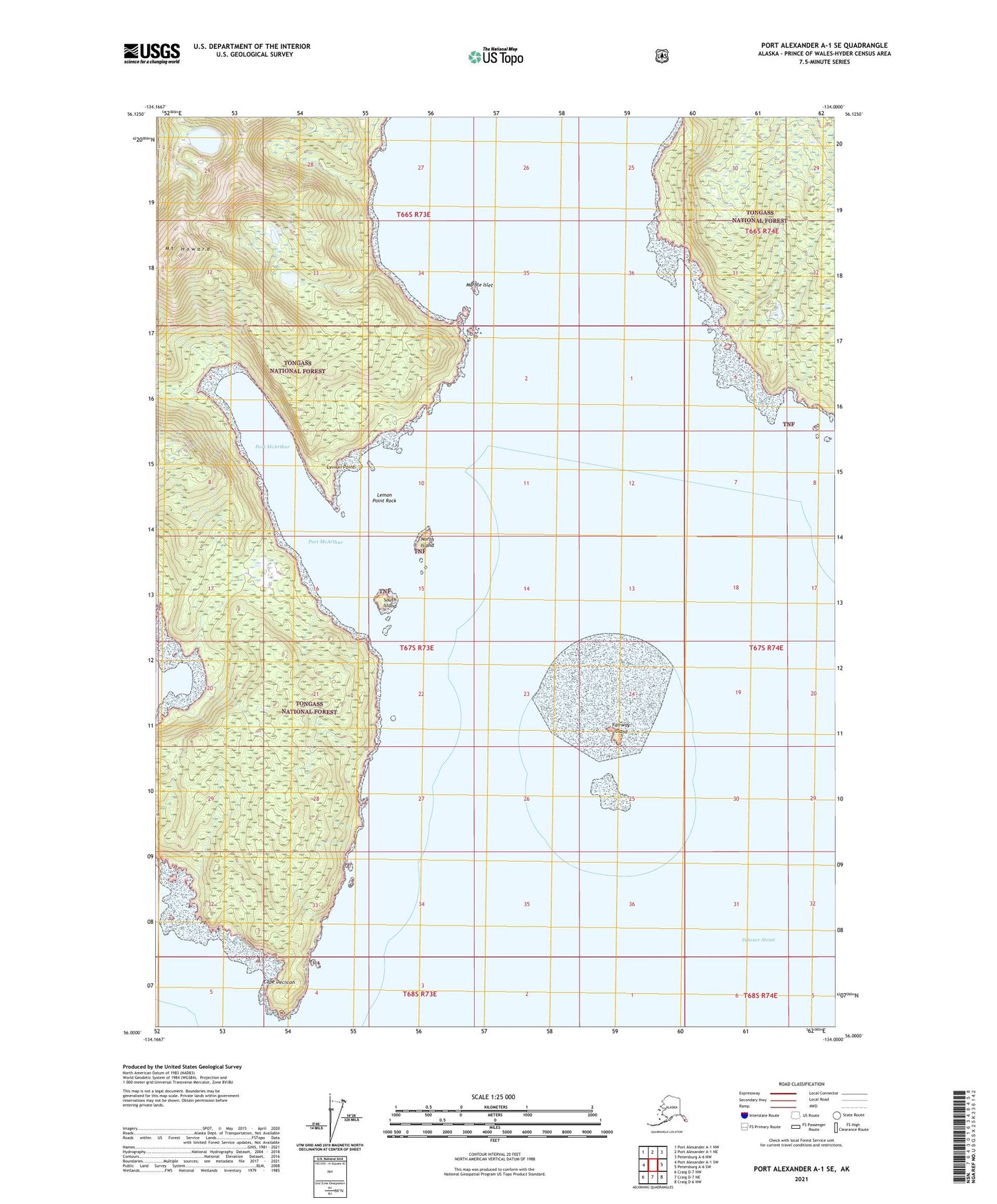 Port Alexander A-1 SE Alaska US Topo Map Image