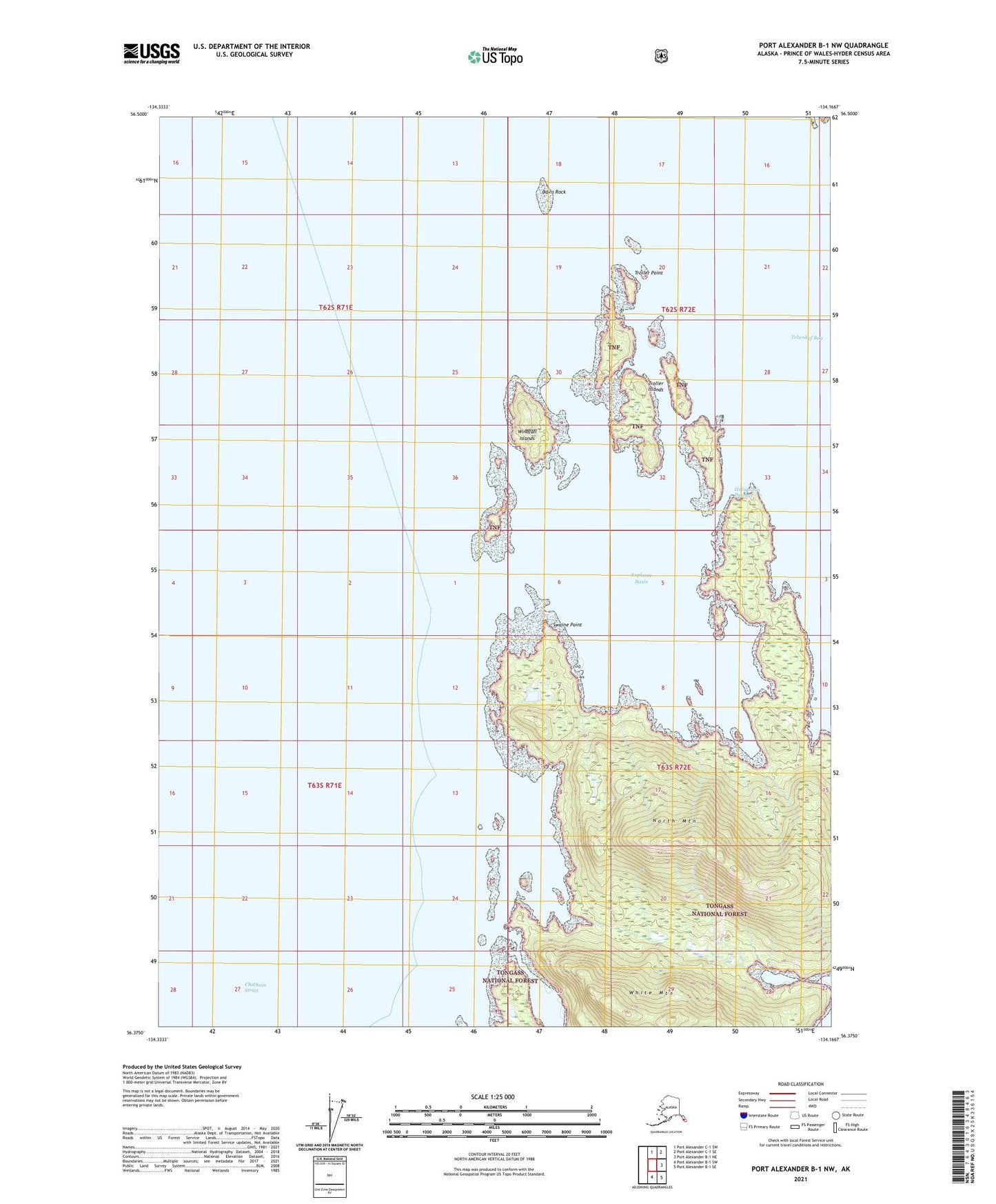 Port Alexander B-1 NW Alaska US Topo Map Image