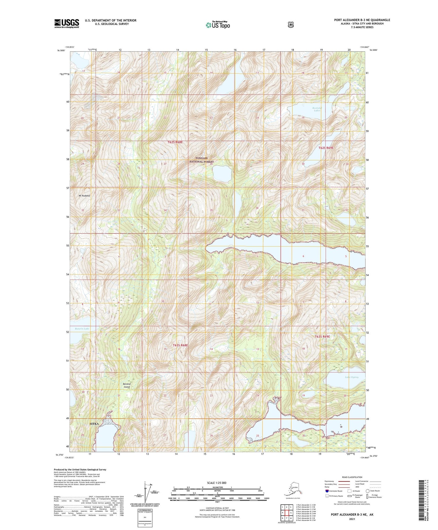 Port Alexander B-3 NE Alaska US Topo Map Image
