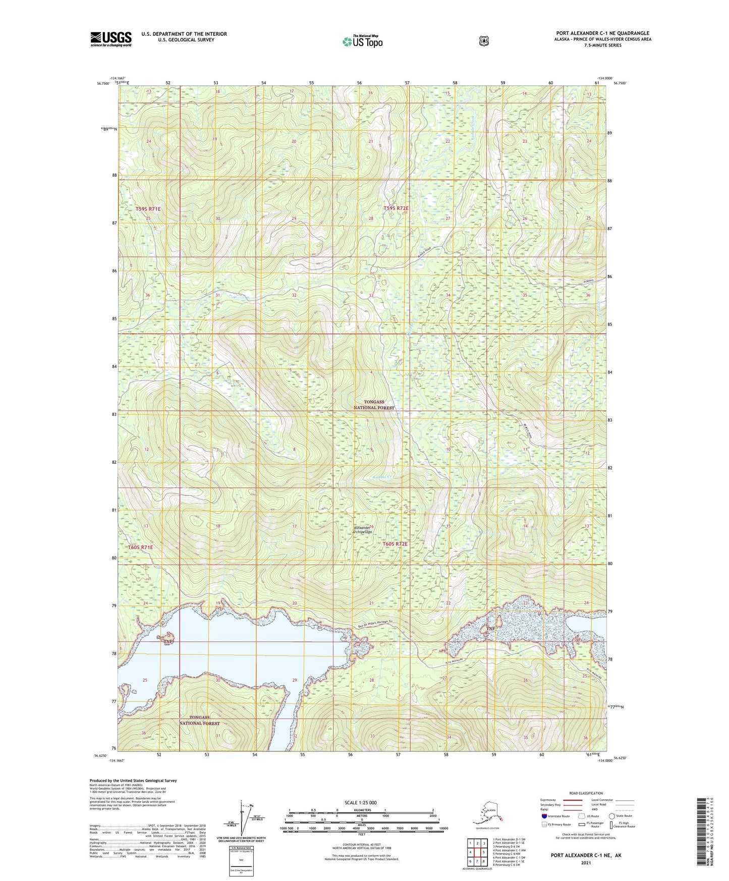Port Alexander C-1 NE Alaska US Topo Map Image