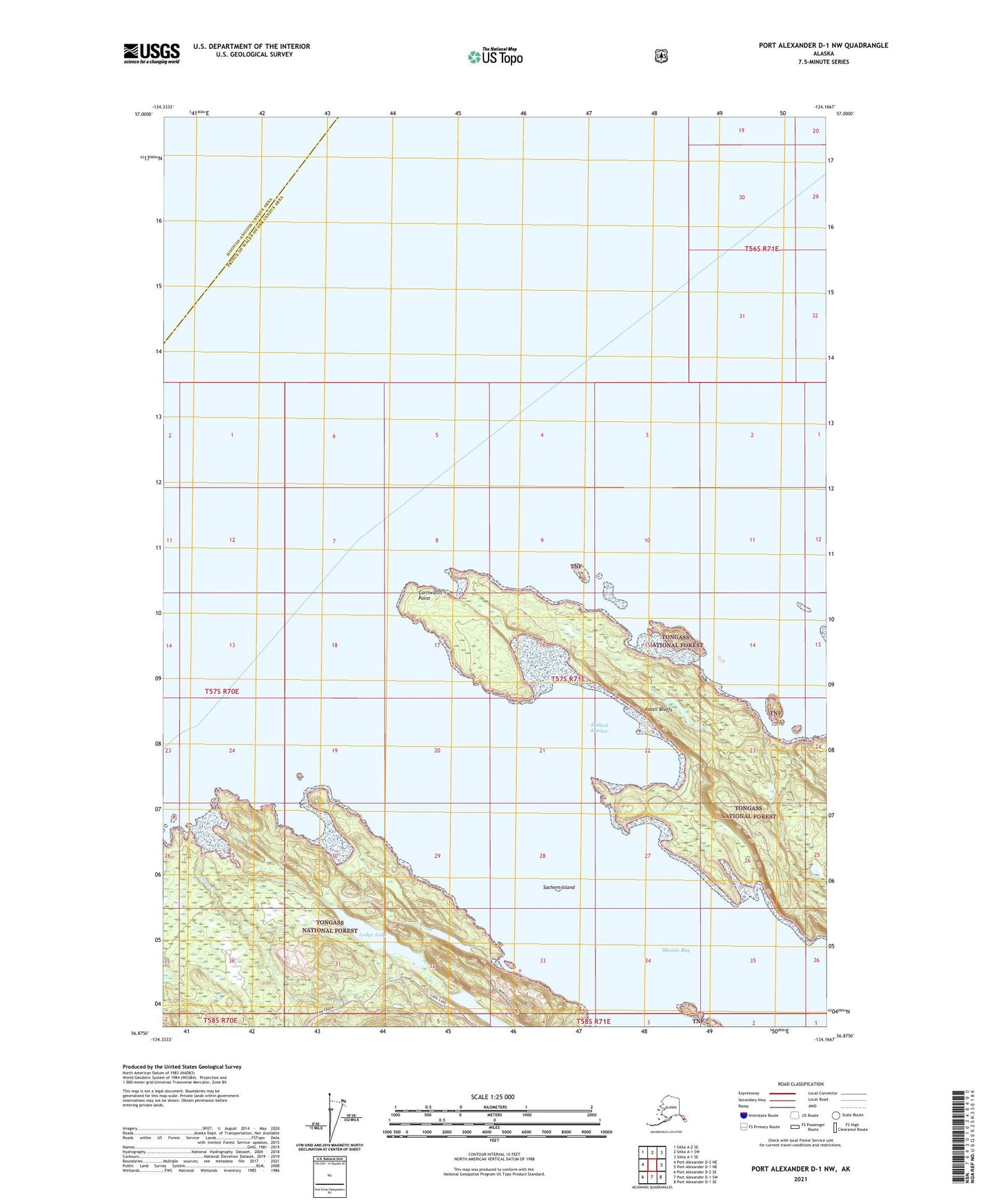 Port Alexander D-1 NW Alaska US Topo Map Image