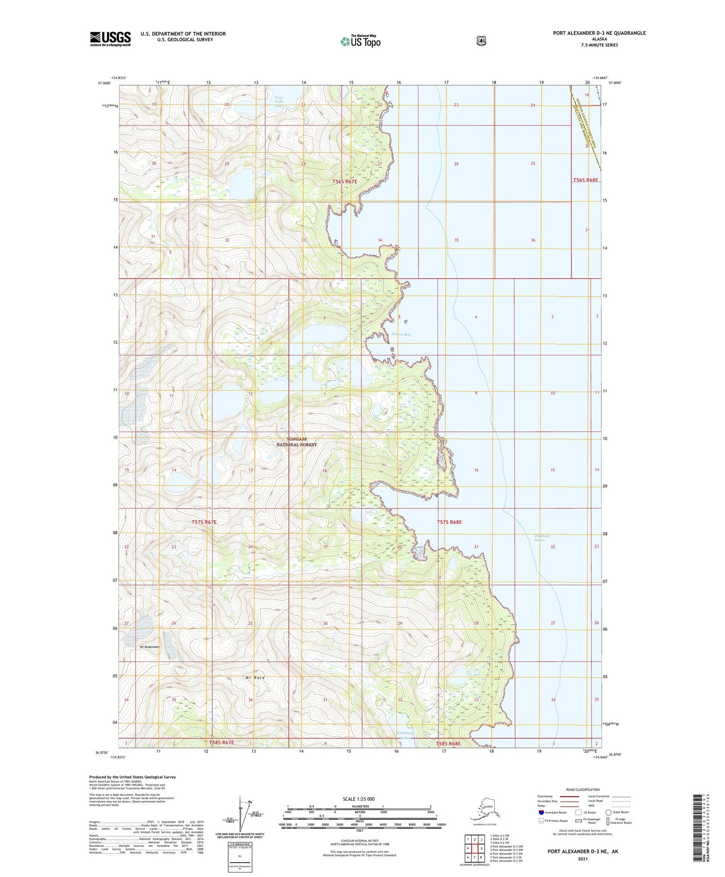 Port Alexander D-3 NE Alaska US Topo Map Image