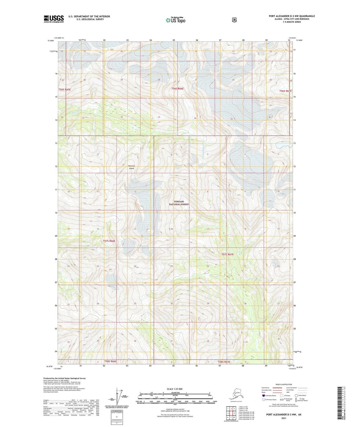 Port Alexander D-3 NW Alaska US Topo Map Image