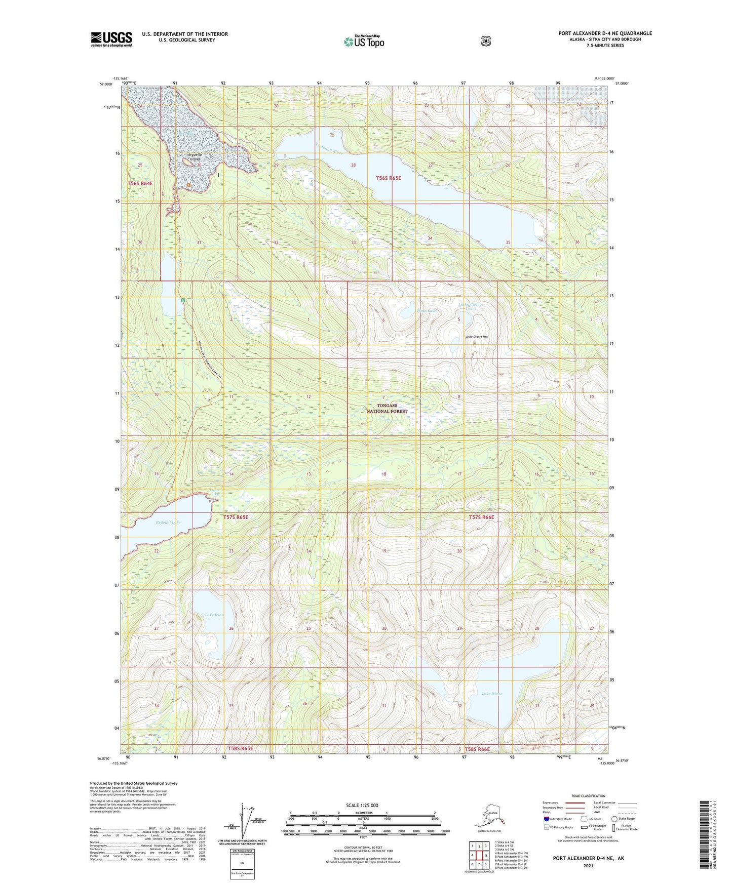 Port Alexander D-4 NE Alaska US Topo Map Image