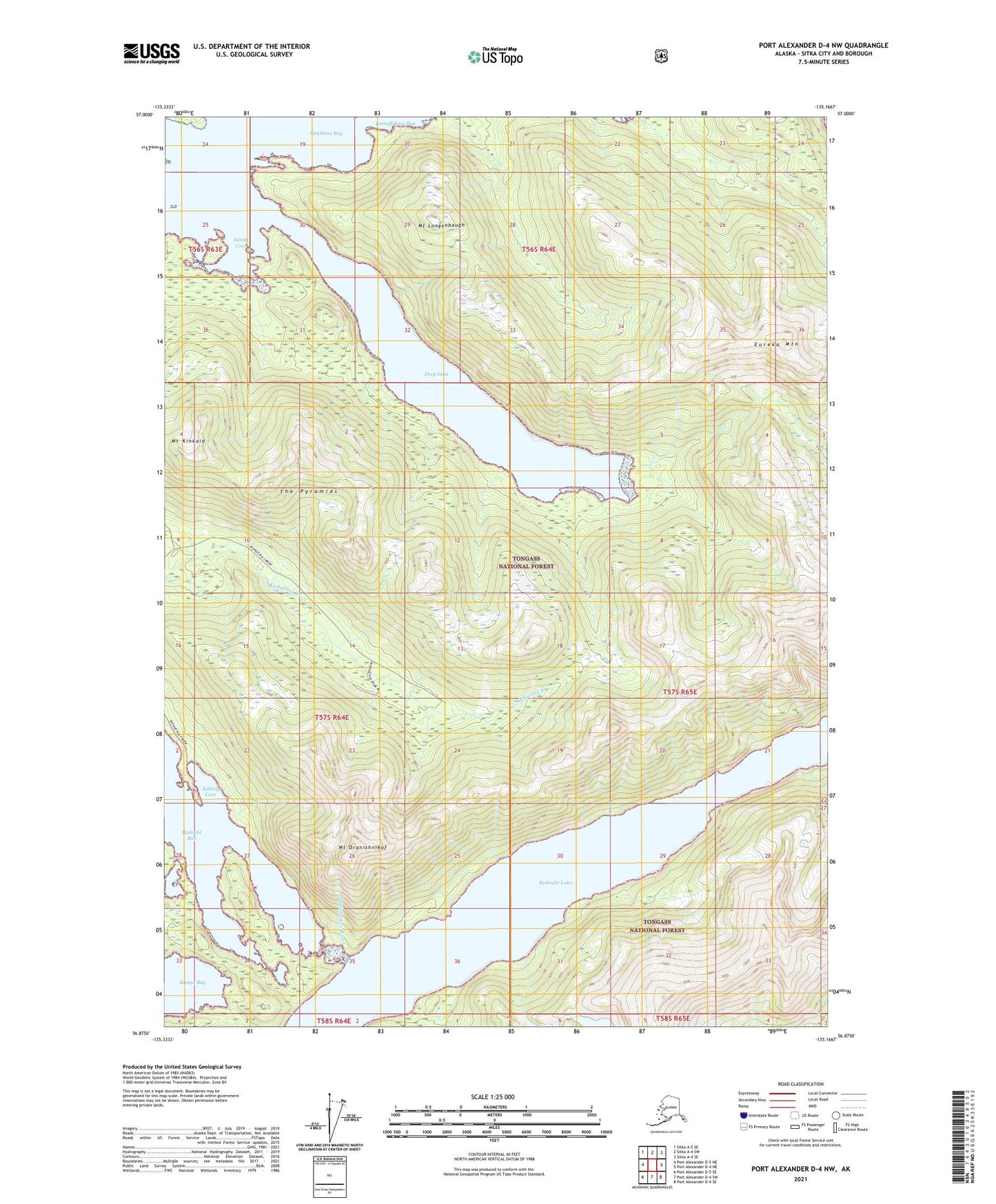 Port Alexander D-4 NW Alaska US Topo Map Image