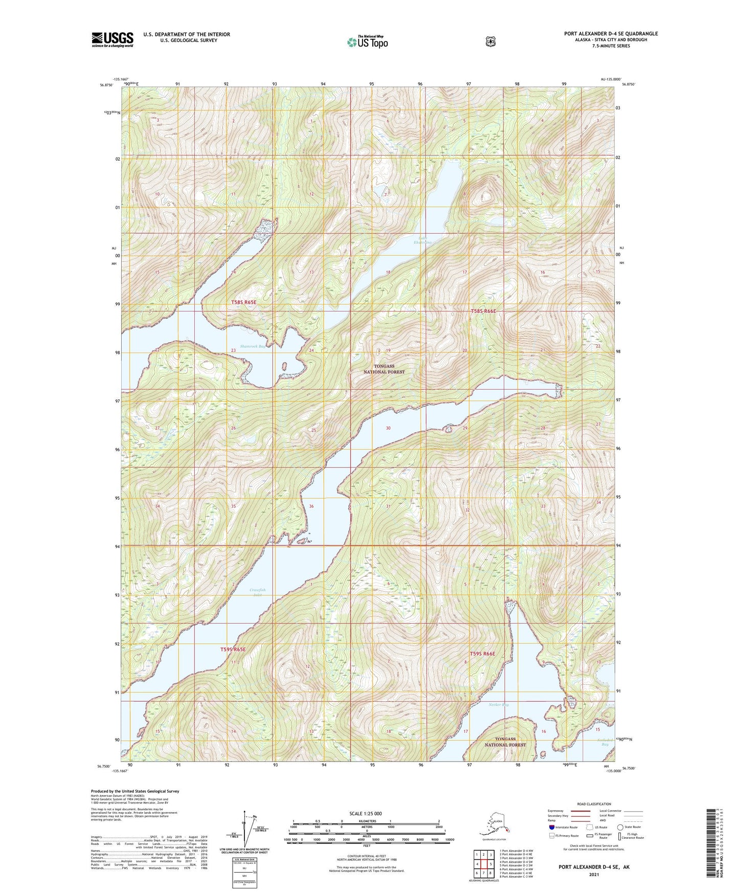 Port Alexander D-4 SE Alaska US Topo Map Image