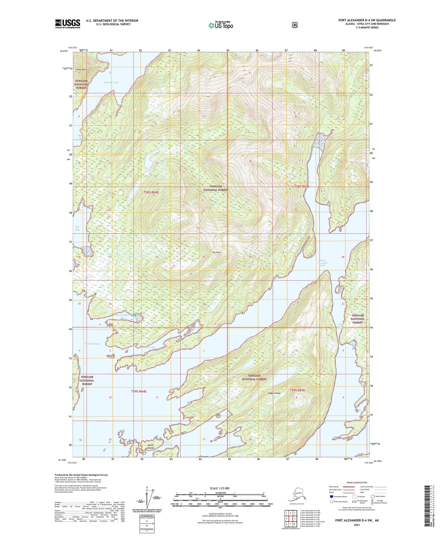 Port Alexander D-4 SW Alaska US Topo Map Image