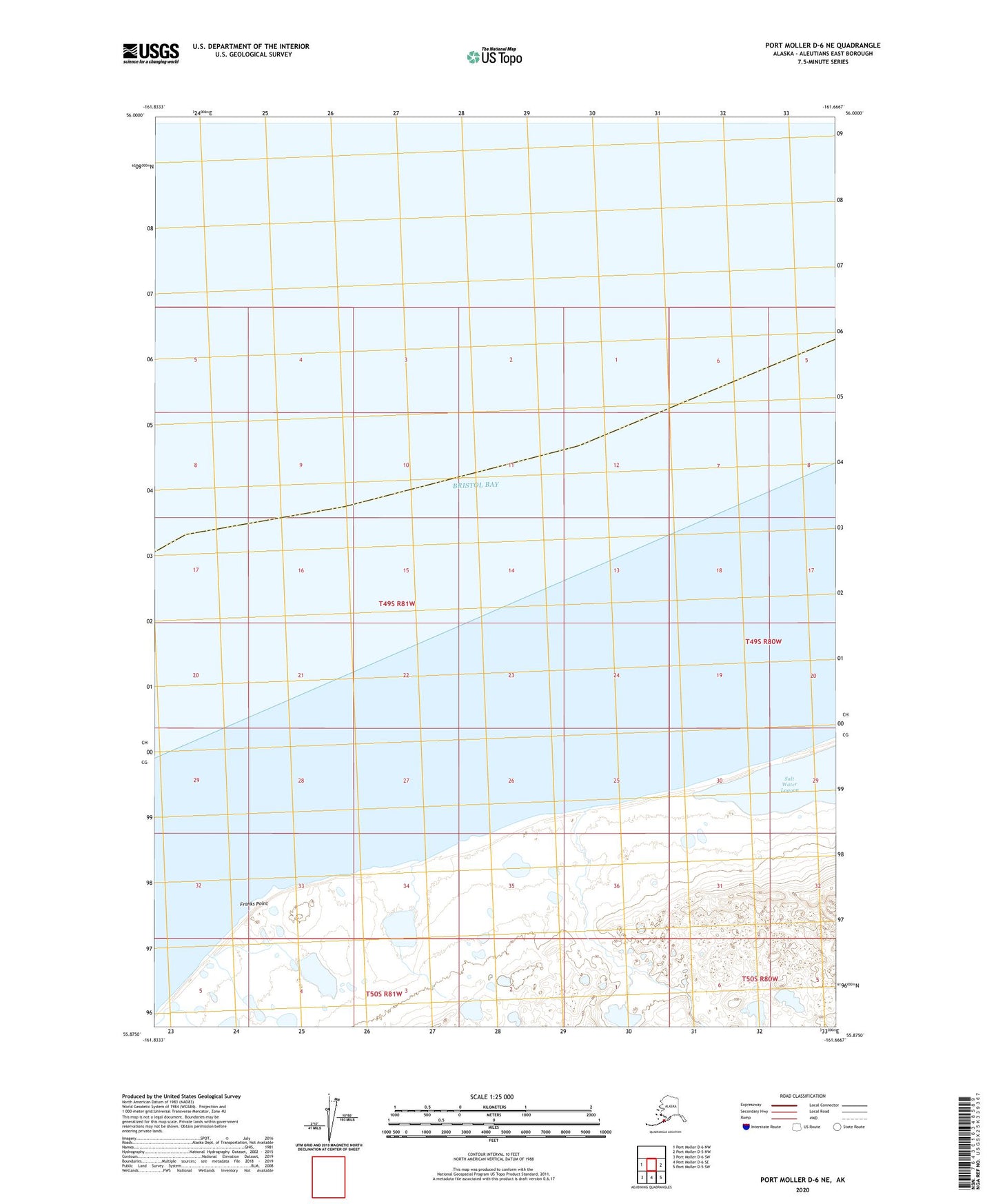 Port Moller D-6 NE Alaska US Topo Map Image