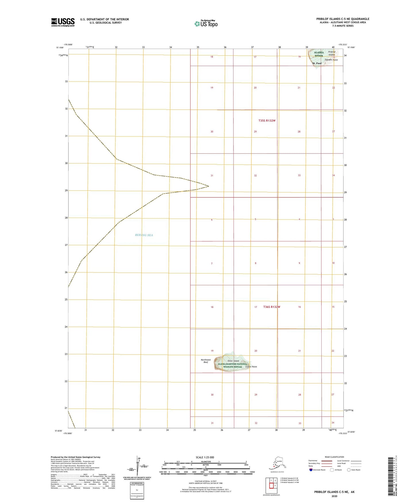 Pribilof Islands C-5 NE Alaska US Topo Map Image