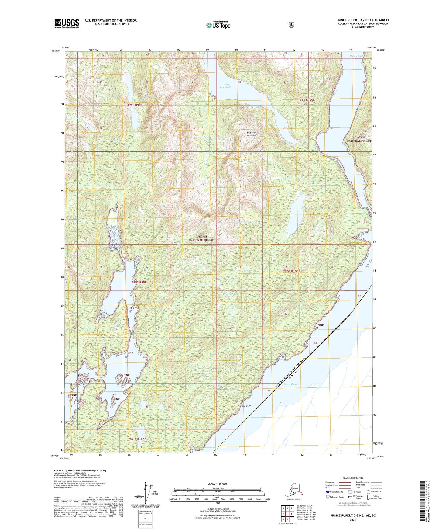 Prince Rupert D-2 NE Alaska US Topo Map Image