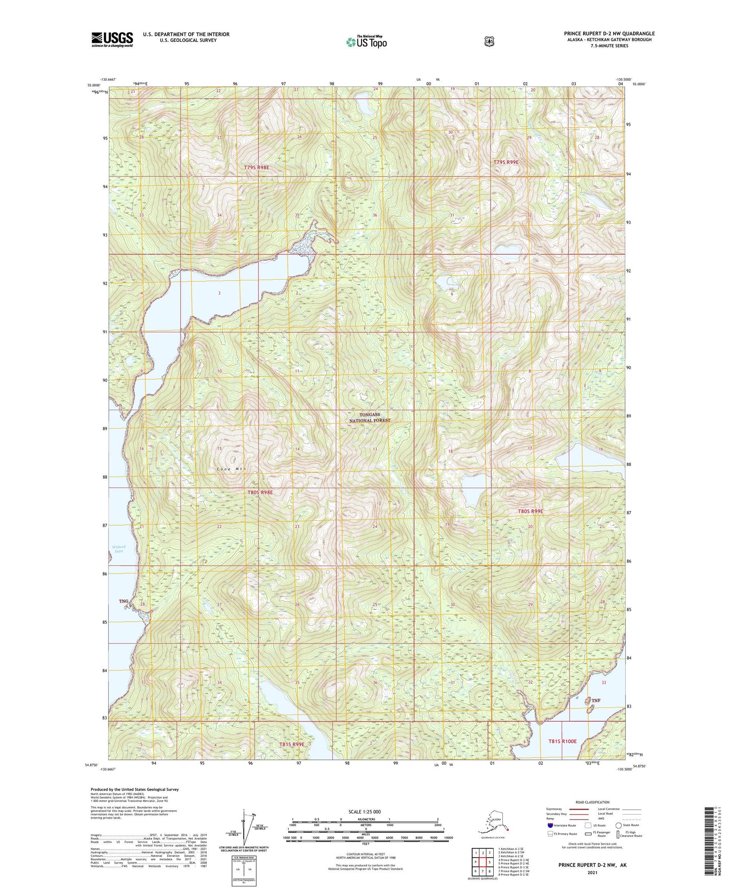 Prince Rupert D-2 NW Alaska US Topo Map Image