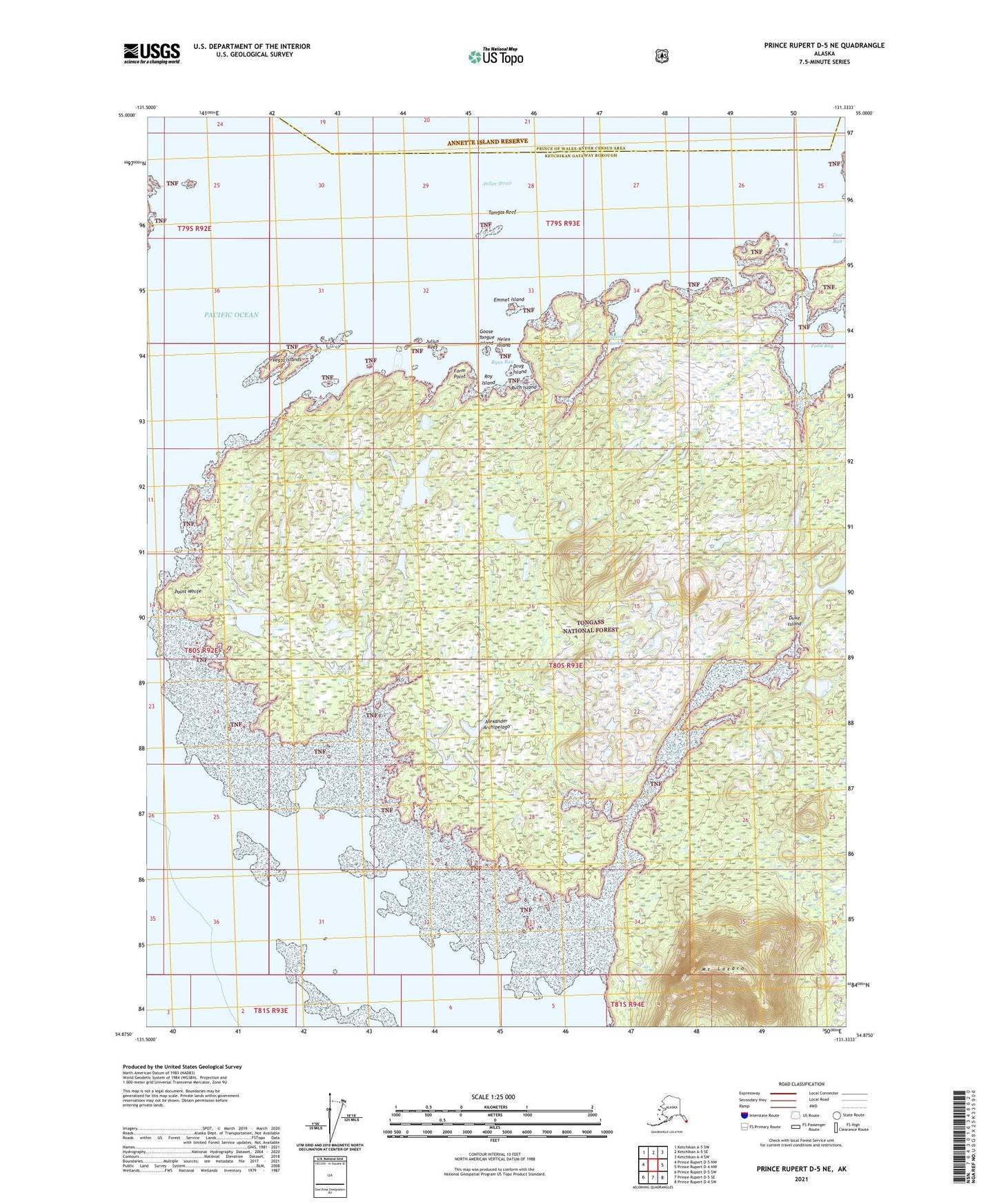 Prince Rupert D-5 NE Alaska US Topo Map Image