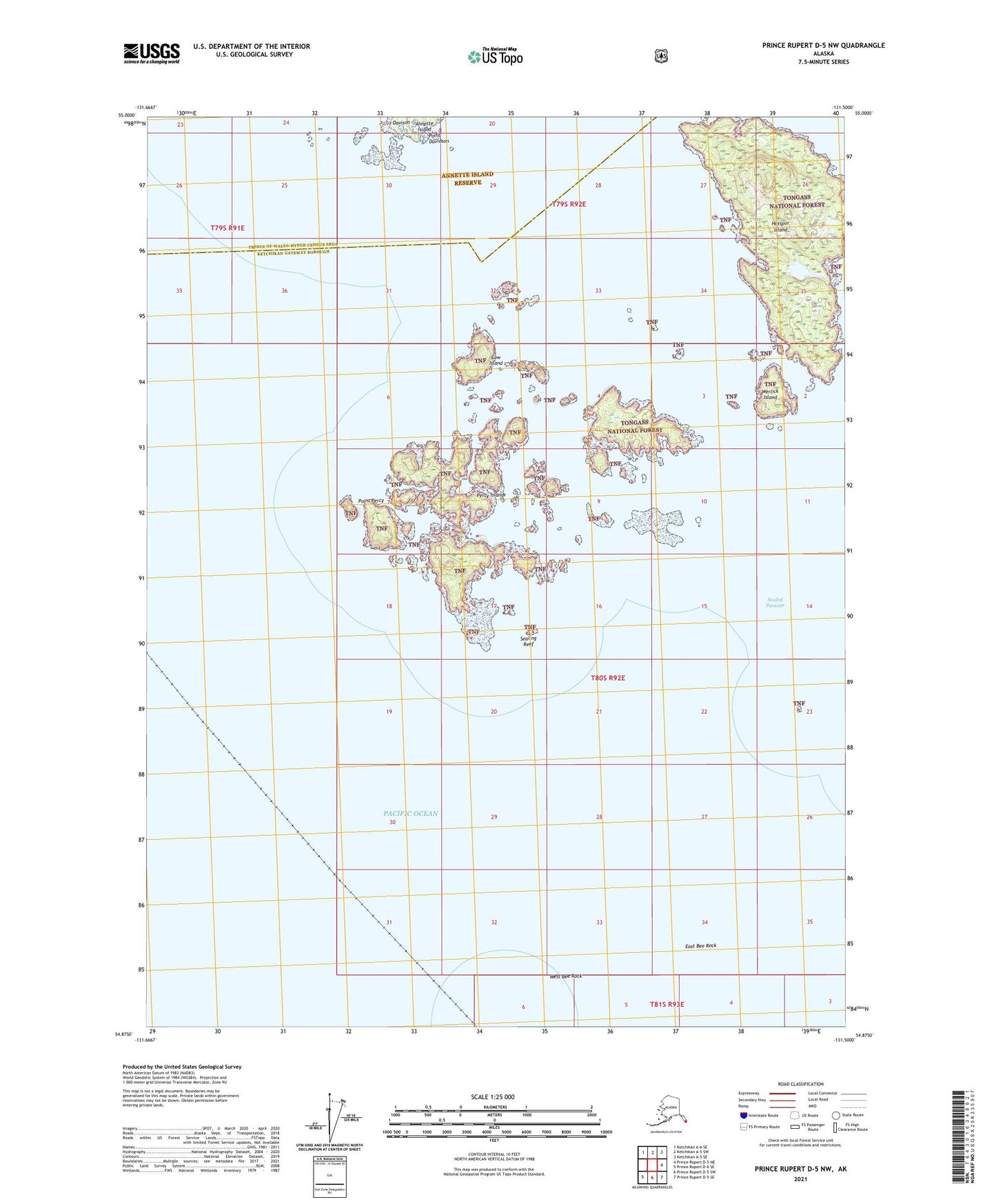 Prince Rupert D-5 NW Alaska US Topo Map Image