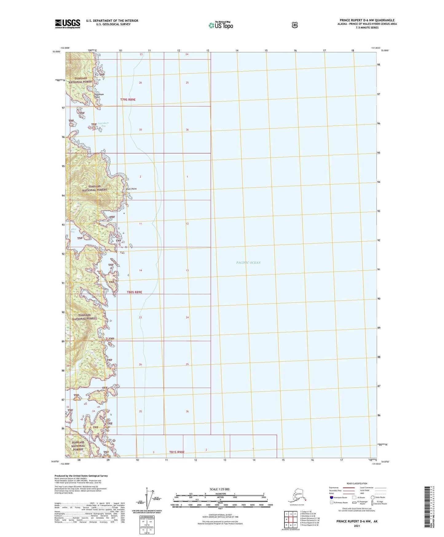 Prince Rupert D-6 NW Alaska US Topo Map Image