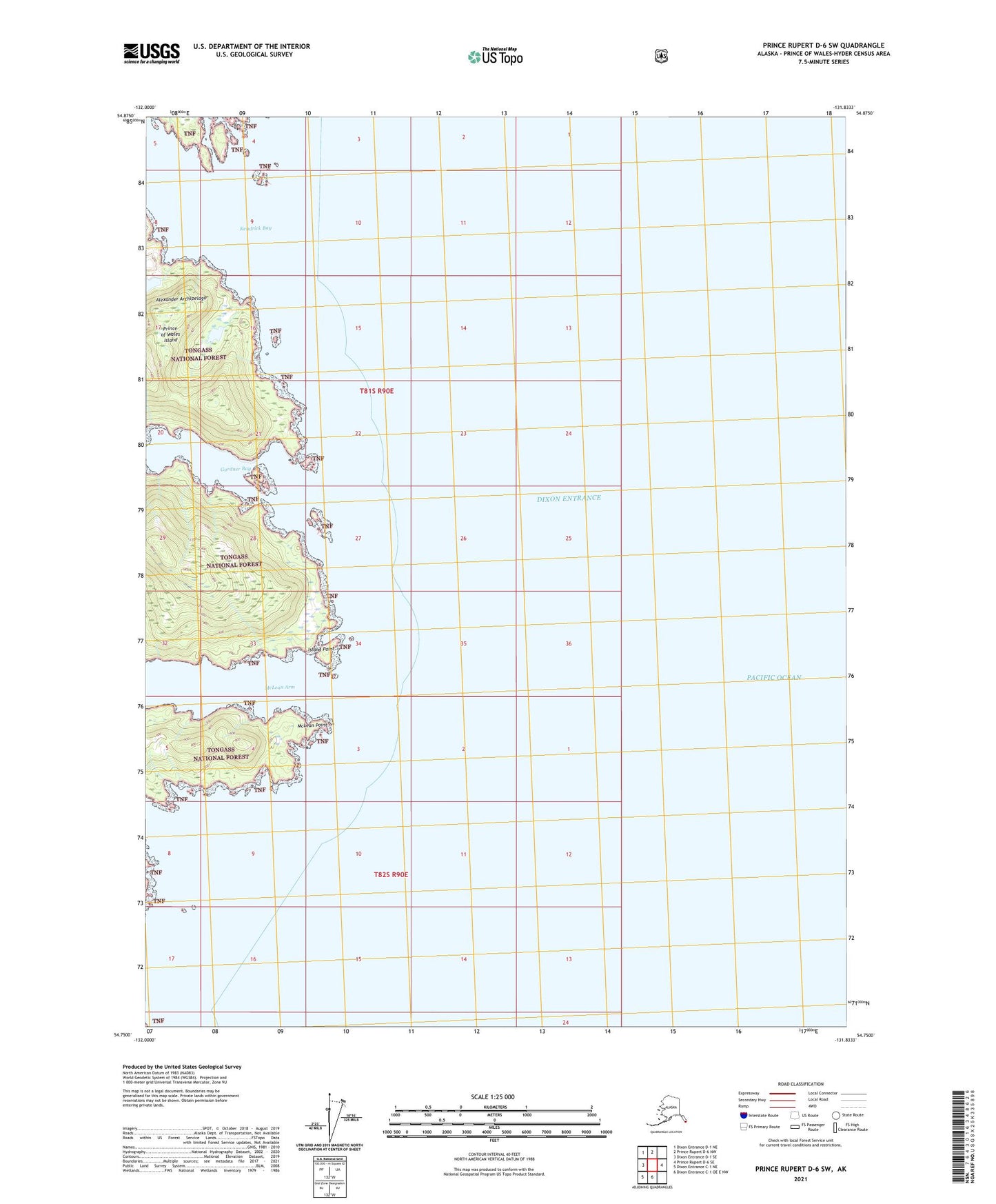 Prince Rupert D-6 SW Alaska US Topo Map Image