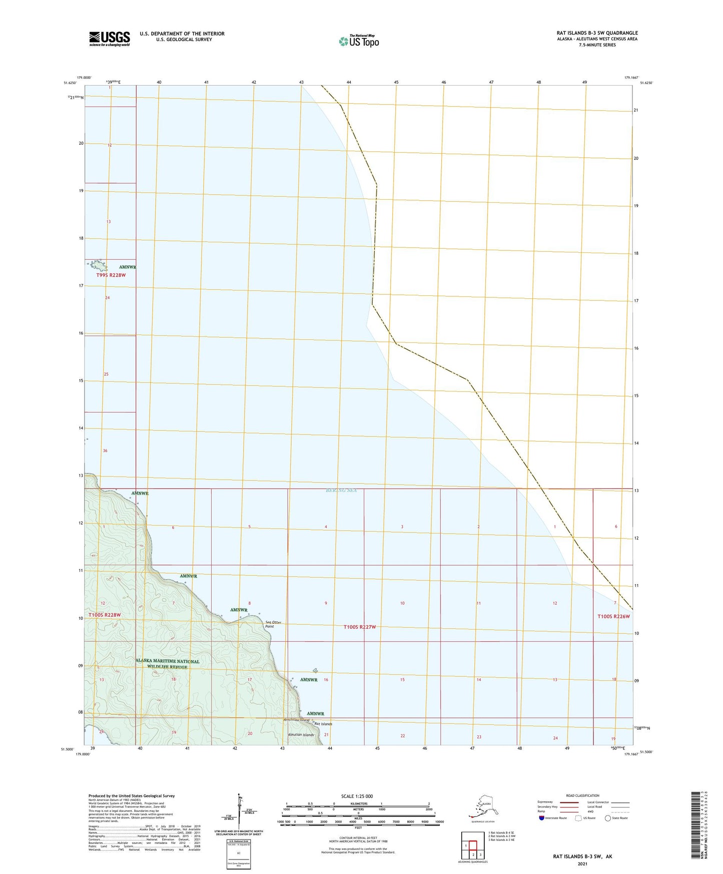 Rat Islands B-3 SW Alaska US Topo Map Image