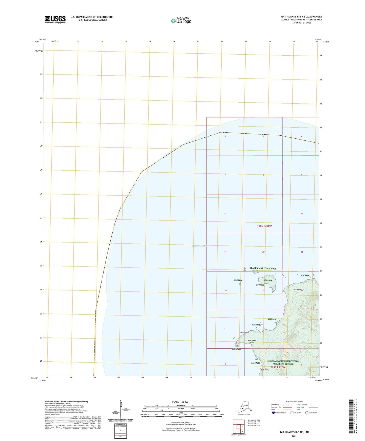 Rat Islands B-5 NE Alaska US Topo Map Image