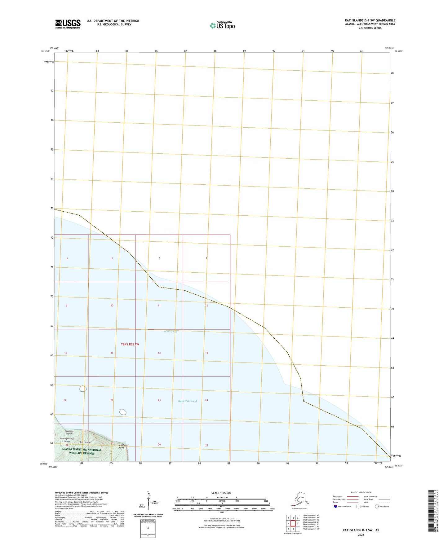 Rat Islands D-1 SW Alaska US Topo Map Image
