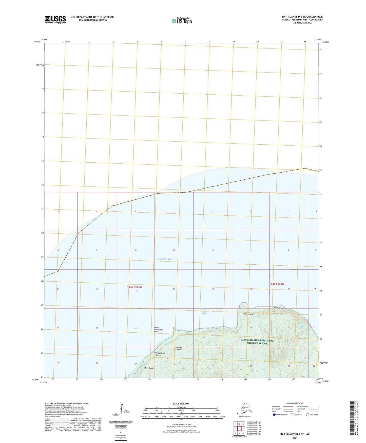 Rat Islands D-2 SE Alaska US Topo Map Image