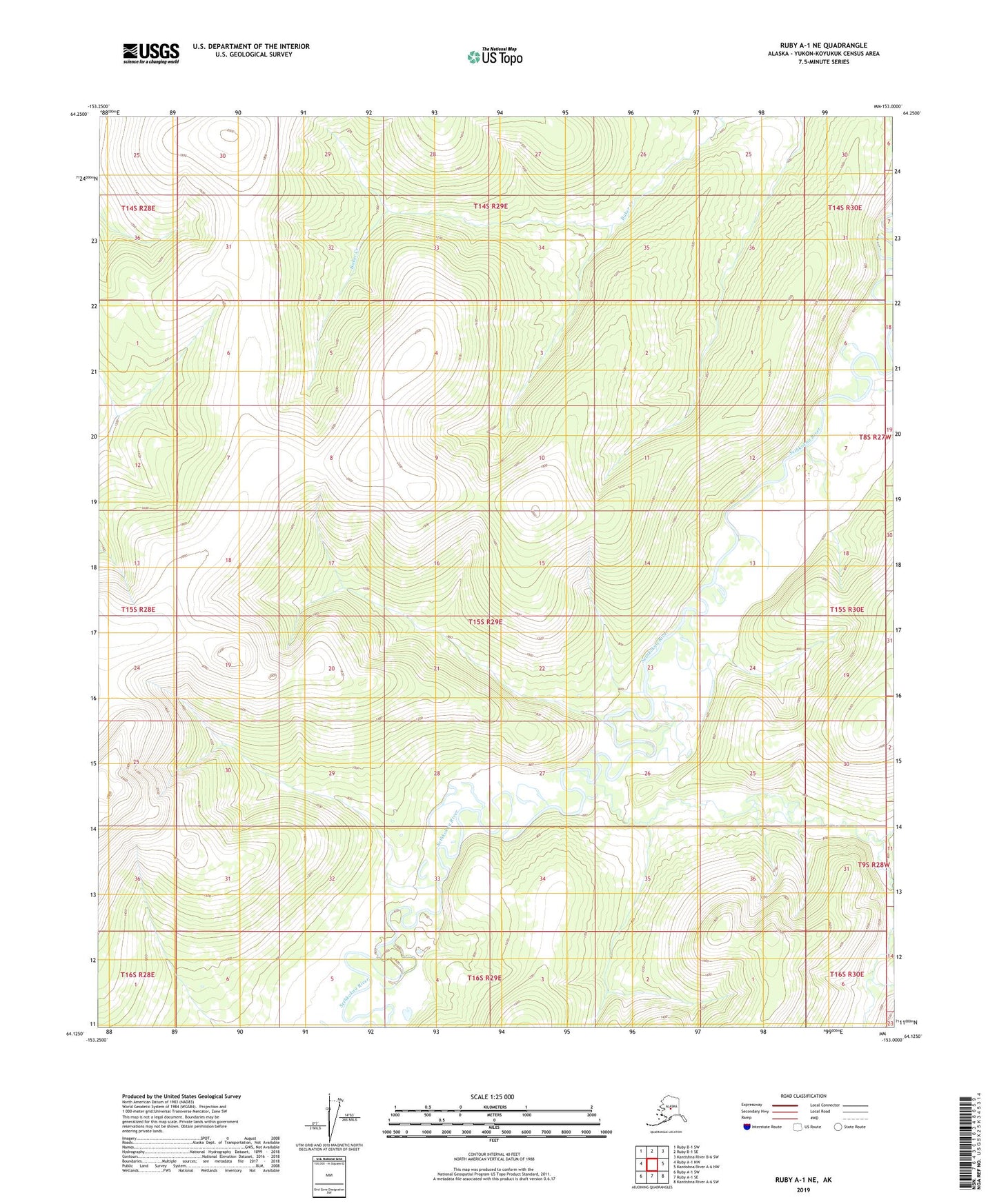 Ruby A-1 NE Alaska US Topo Map Image