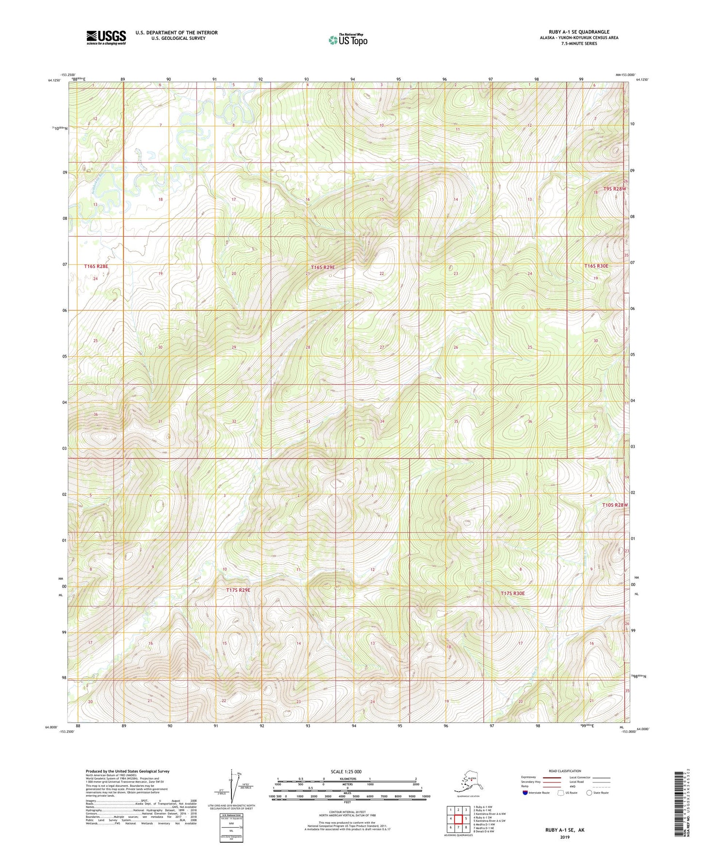 Ruby A-1 SE Alaska US Topo Map Image