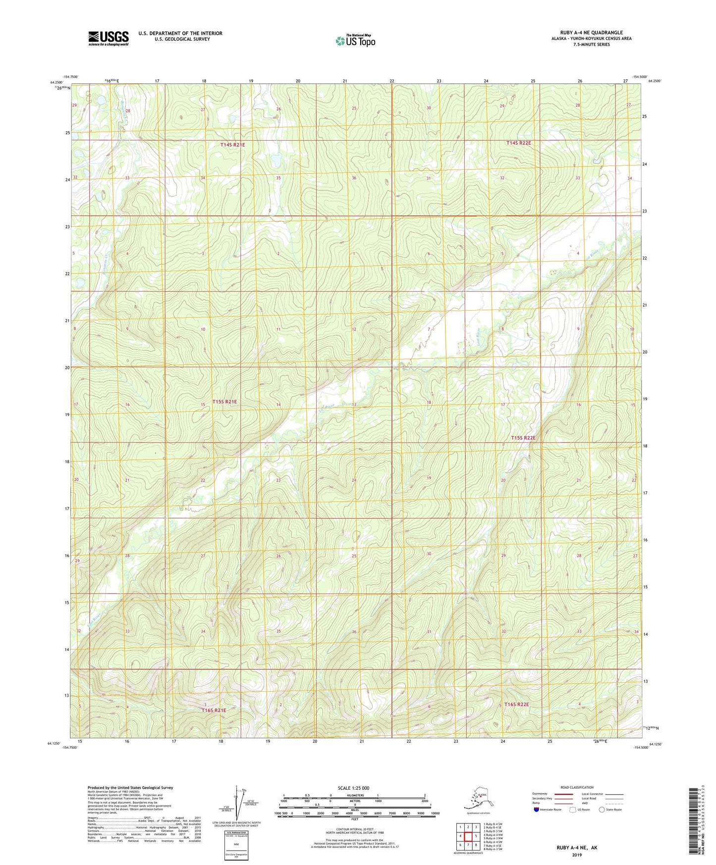 Ruby A-4 NE Alaska US Topo Map Image