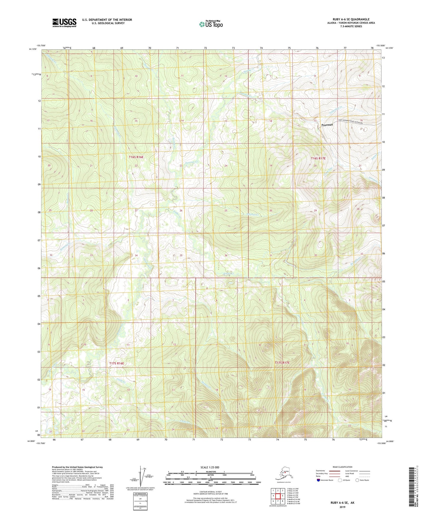 Ruby A-6 SE Alaska US Topo Map Image