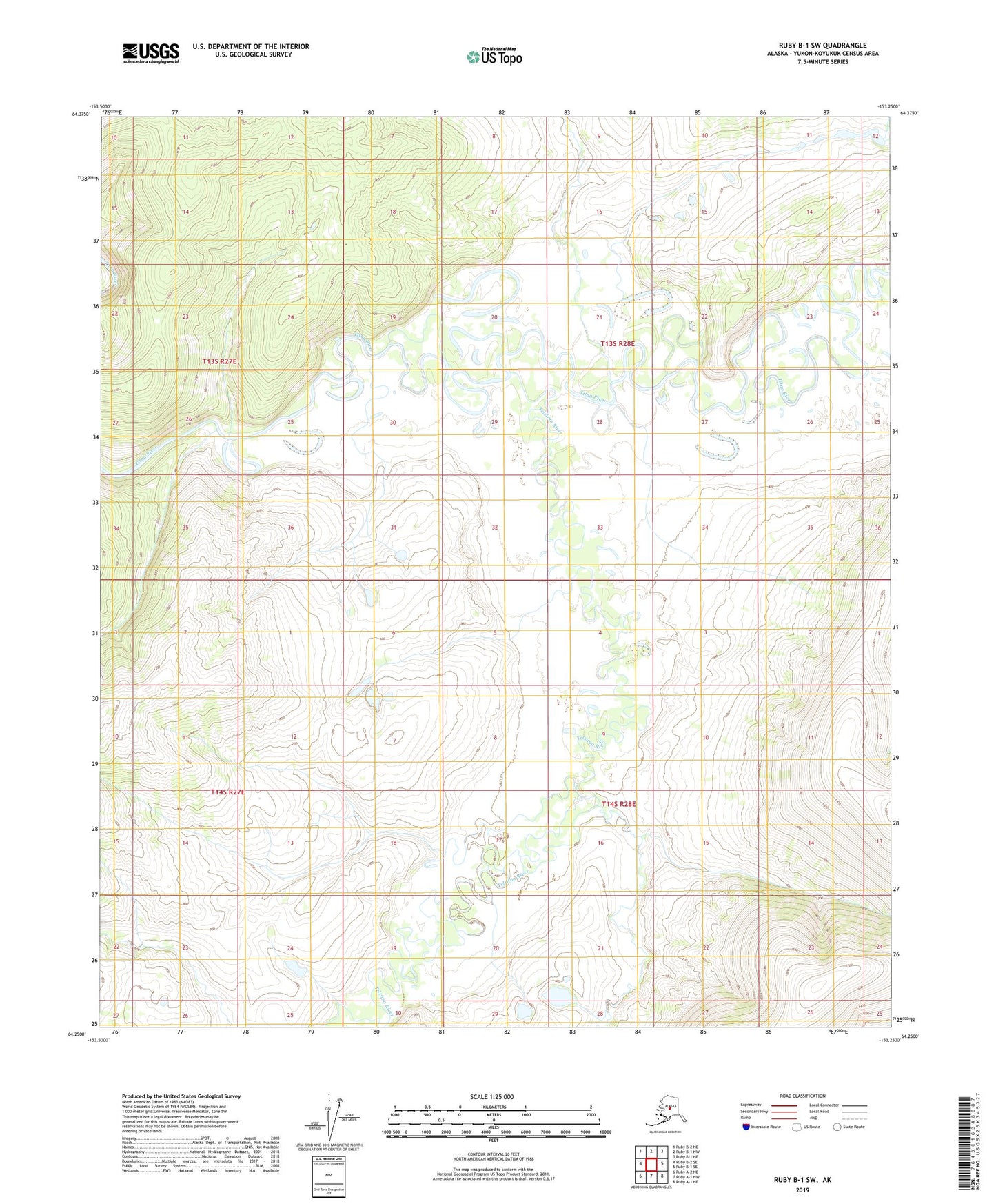 Ruby B-1 SW Alaska US Topo Map Image