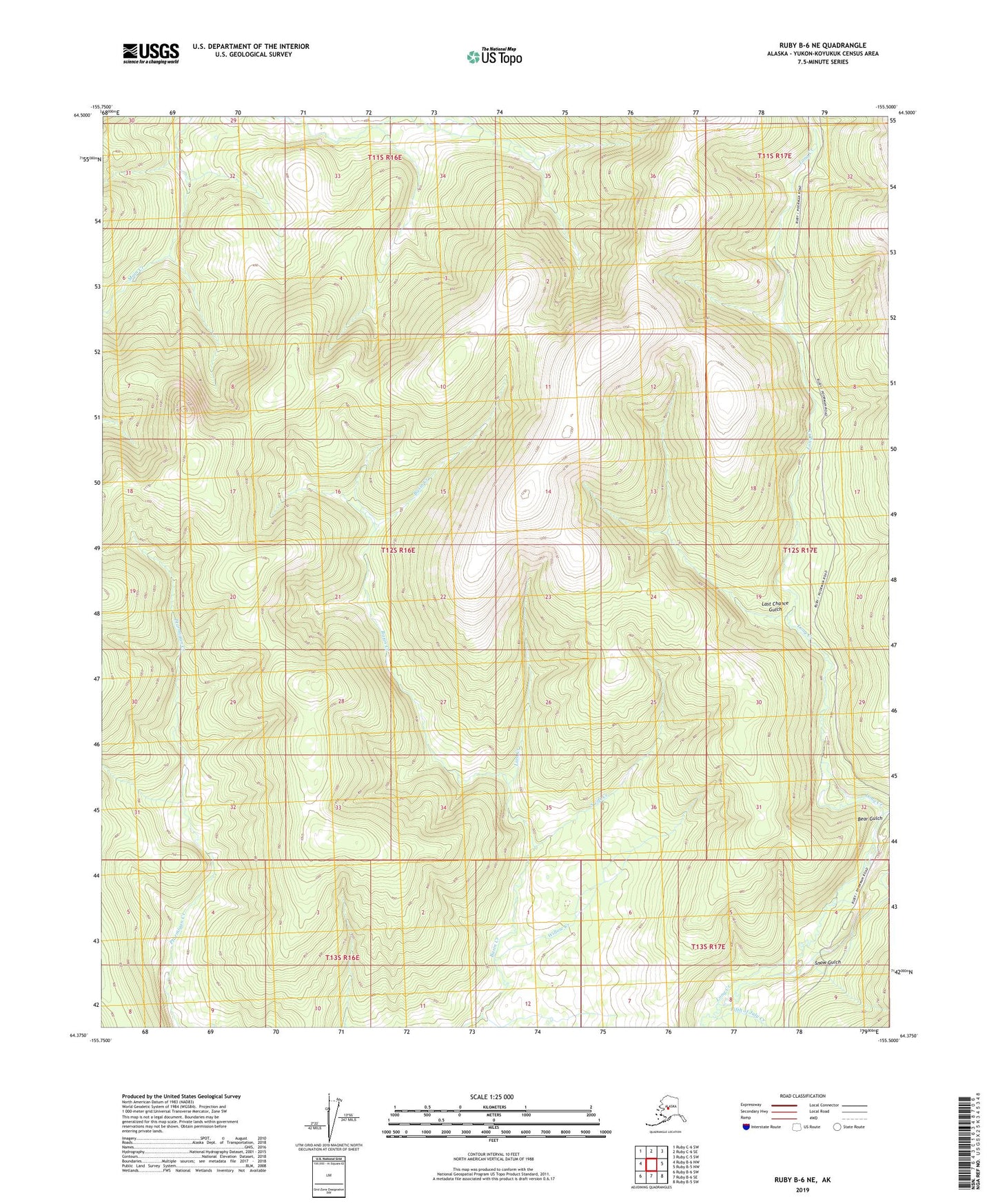 Ruby B-6 NE Alaska US Topo Map Image
