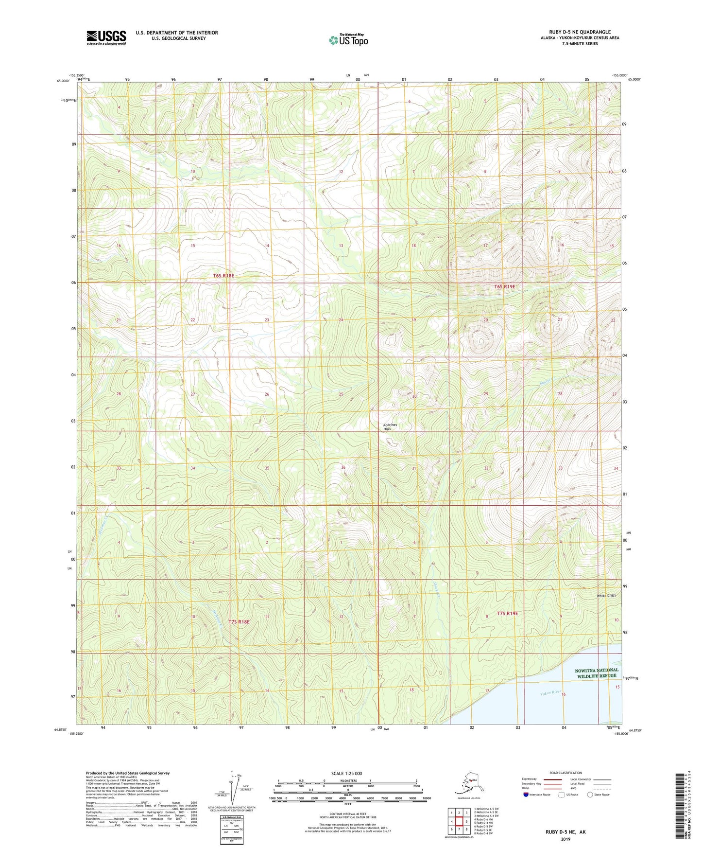 Ruby D-5 NE Alaska US Topo Map Image