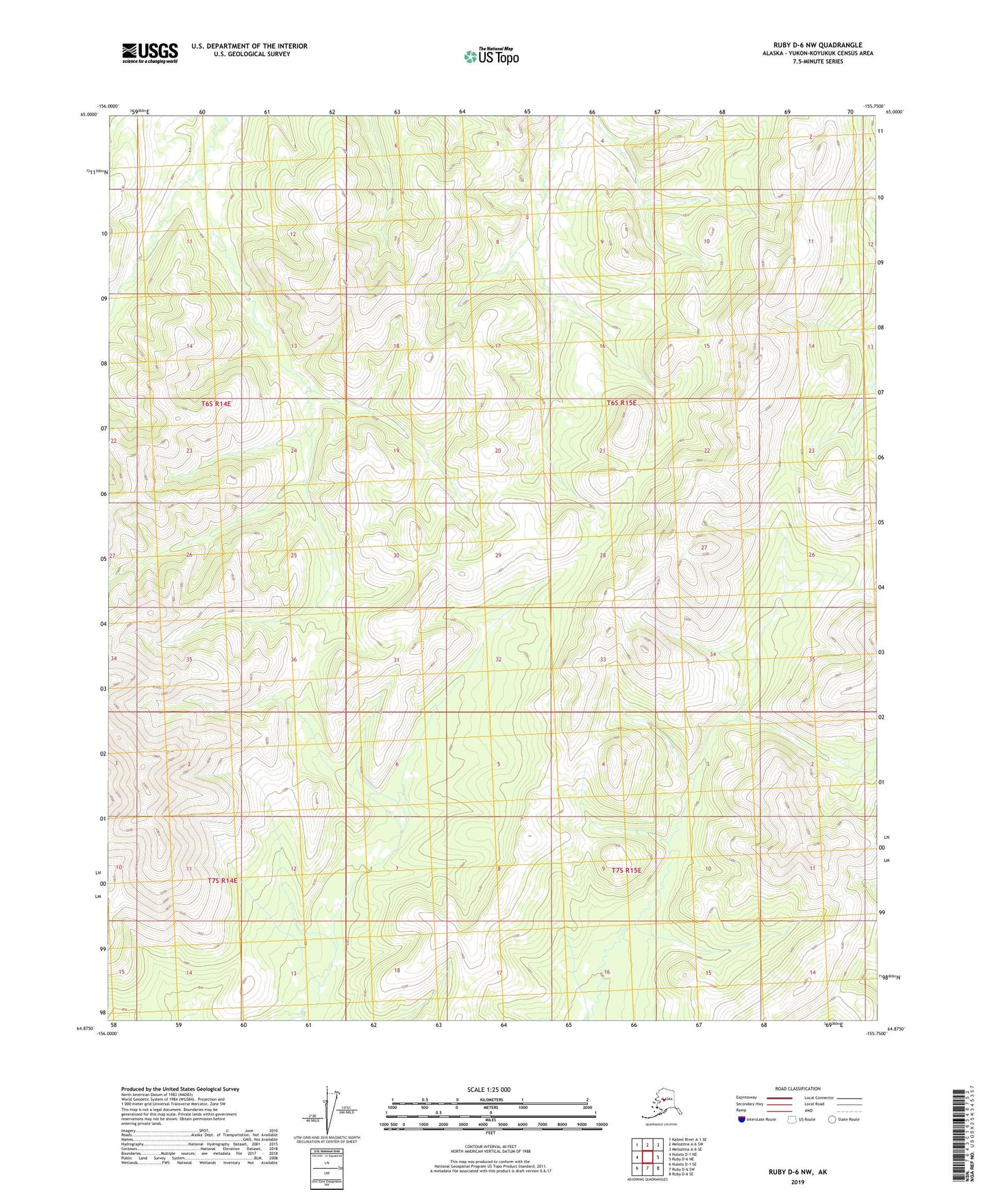 Ruby D-6 NW Alaska US Topo Map Image