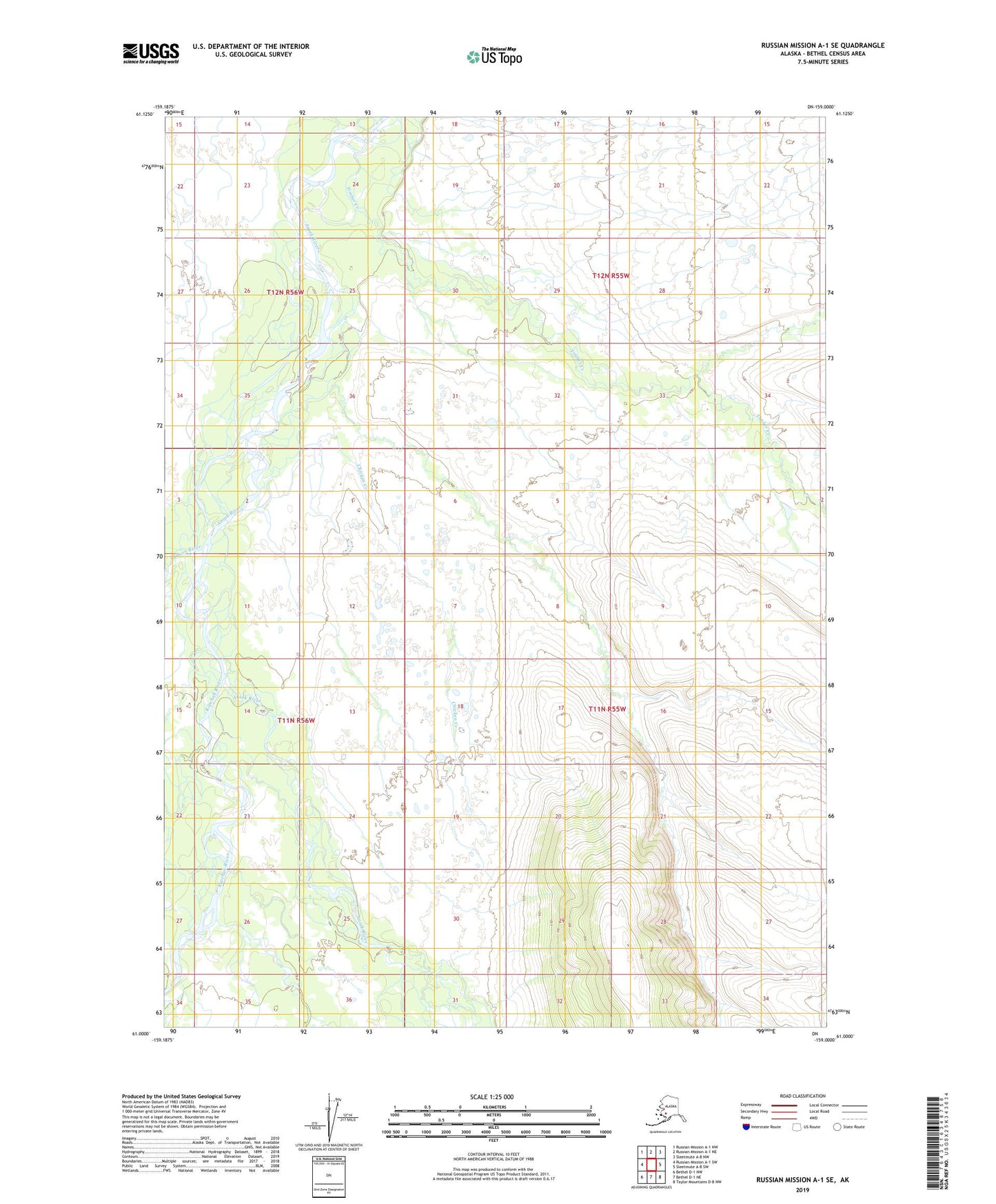 Russian Mission A-1 SE Alaska US Topo Map Image