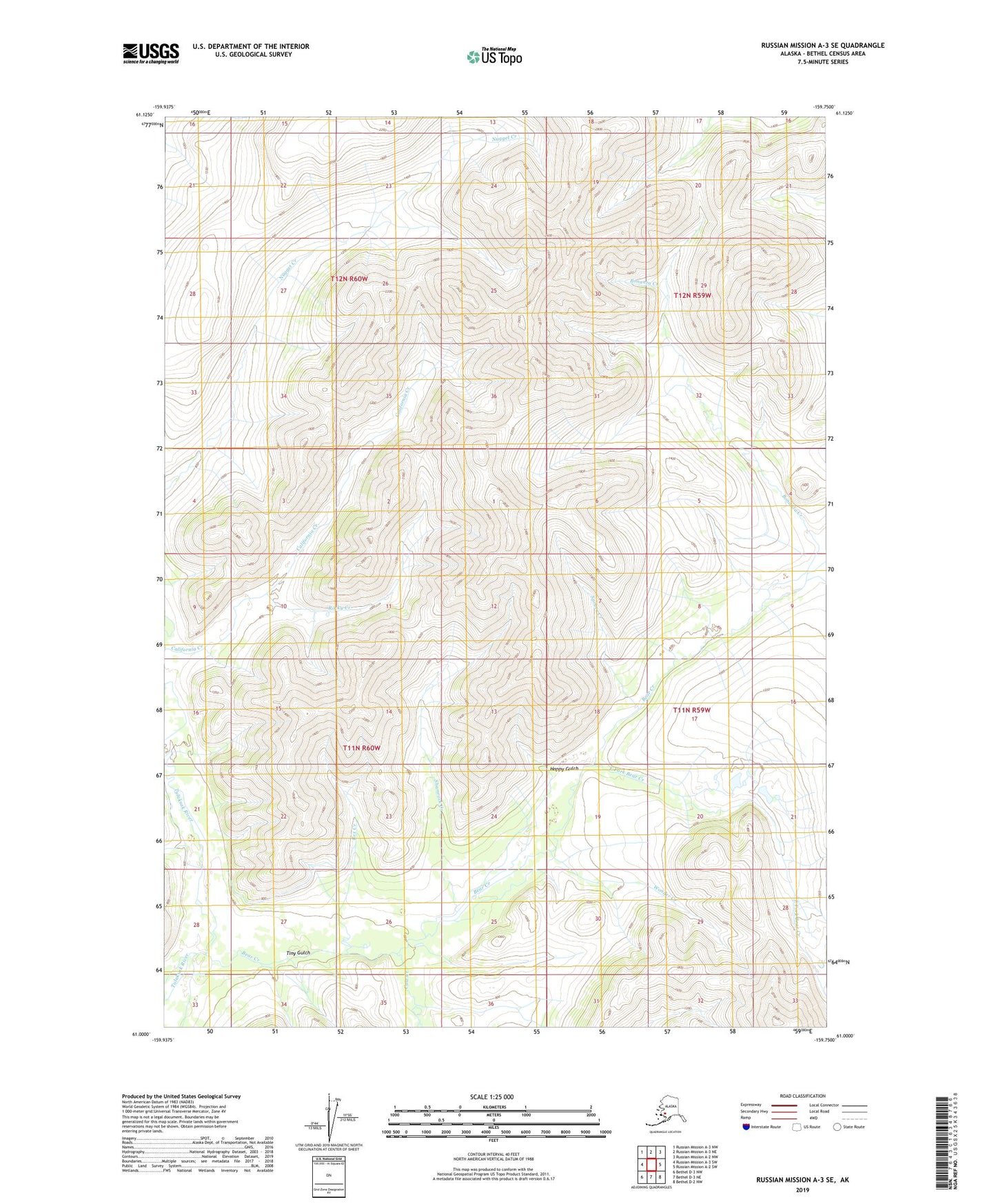 Russian Mission A-3 SE Alaska US Topo Map Image