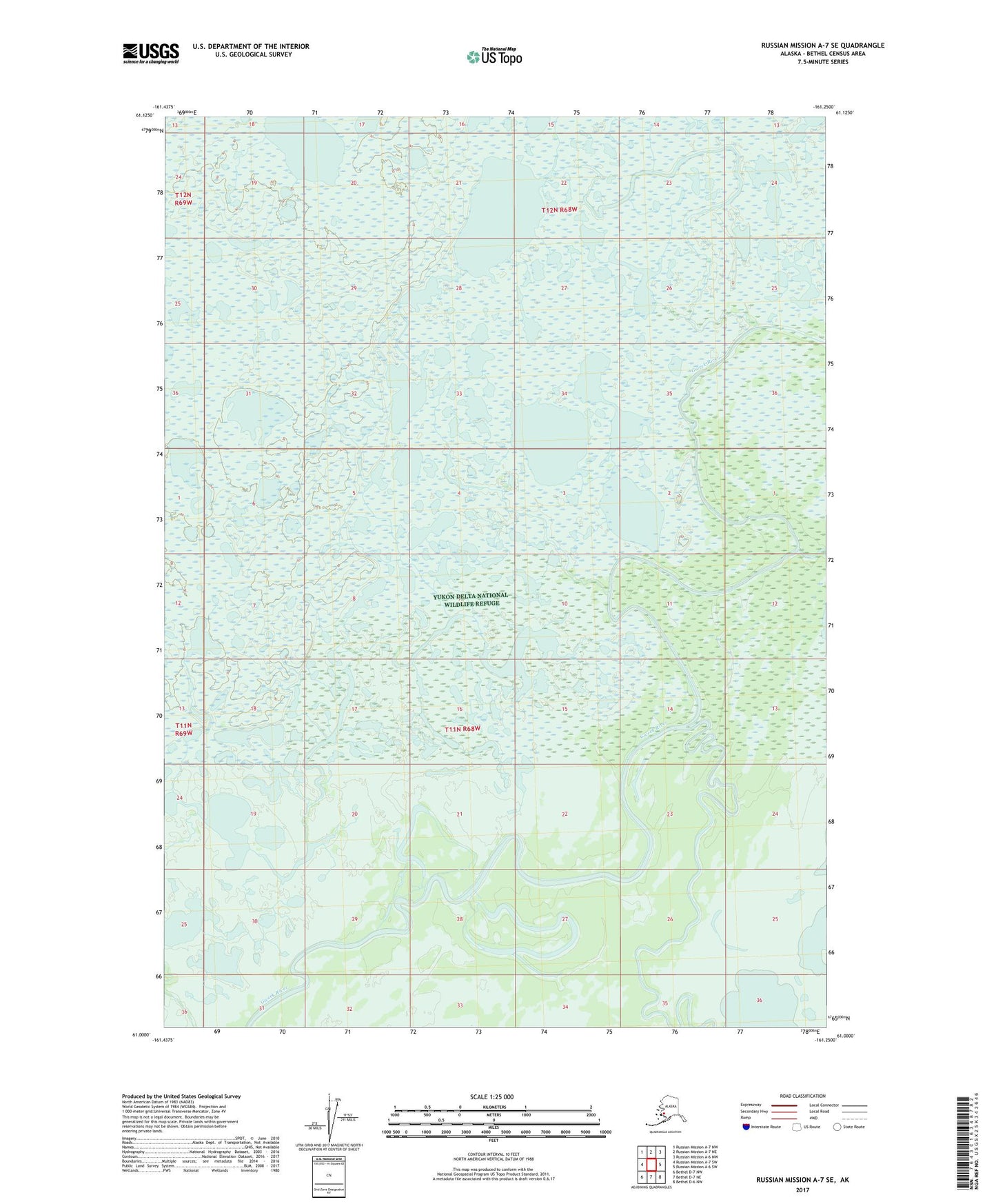 Russian Mission A-7 SE Alaska US Topo Map Image